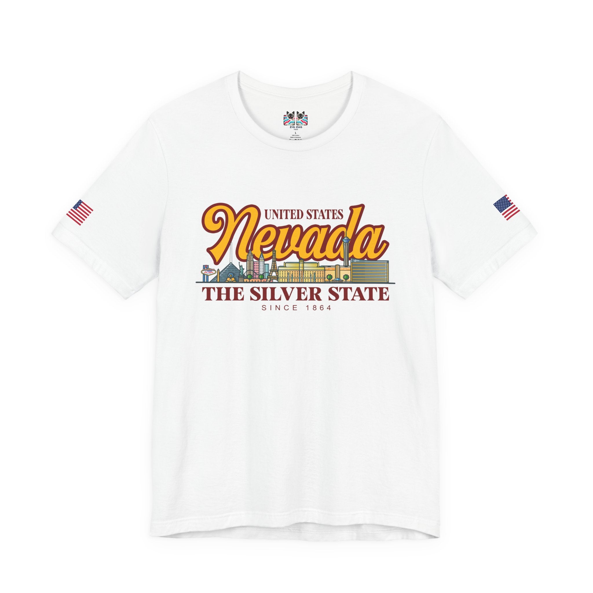 Nevada The Silver State T-Shirt - Las Vegas Skyline Pink Since 1864 USA Design