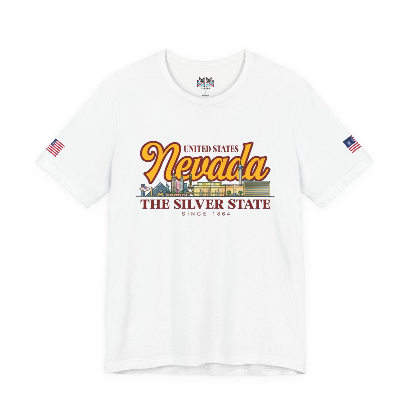 Nevada The Silver State T-Shirt - Las Vegas Skyline Pink Since 1864 USA Design