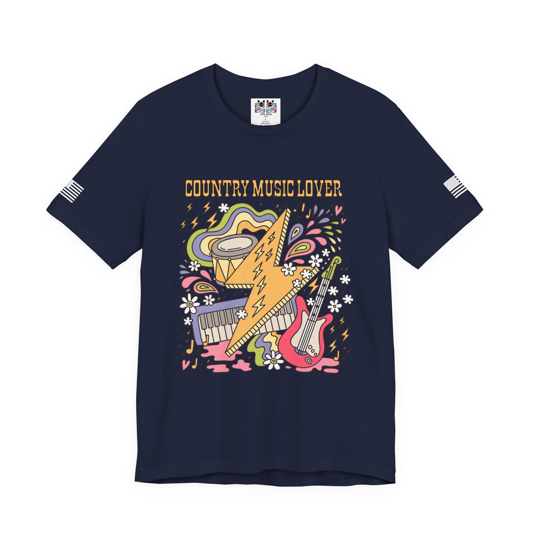 Country Music Lover T-Shirt – Retro Groovy Instruments Graphic Tee