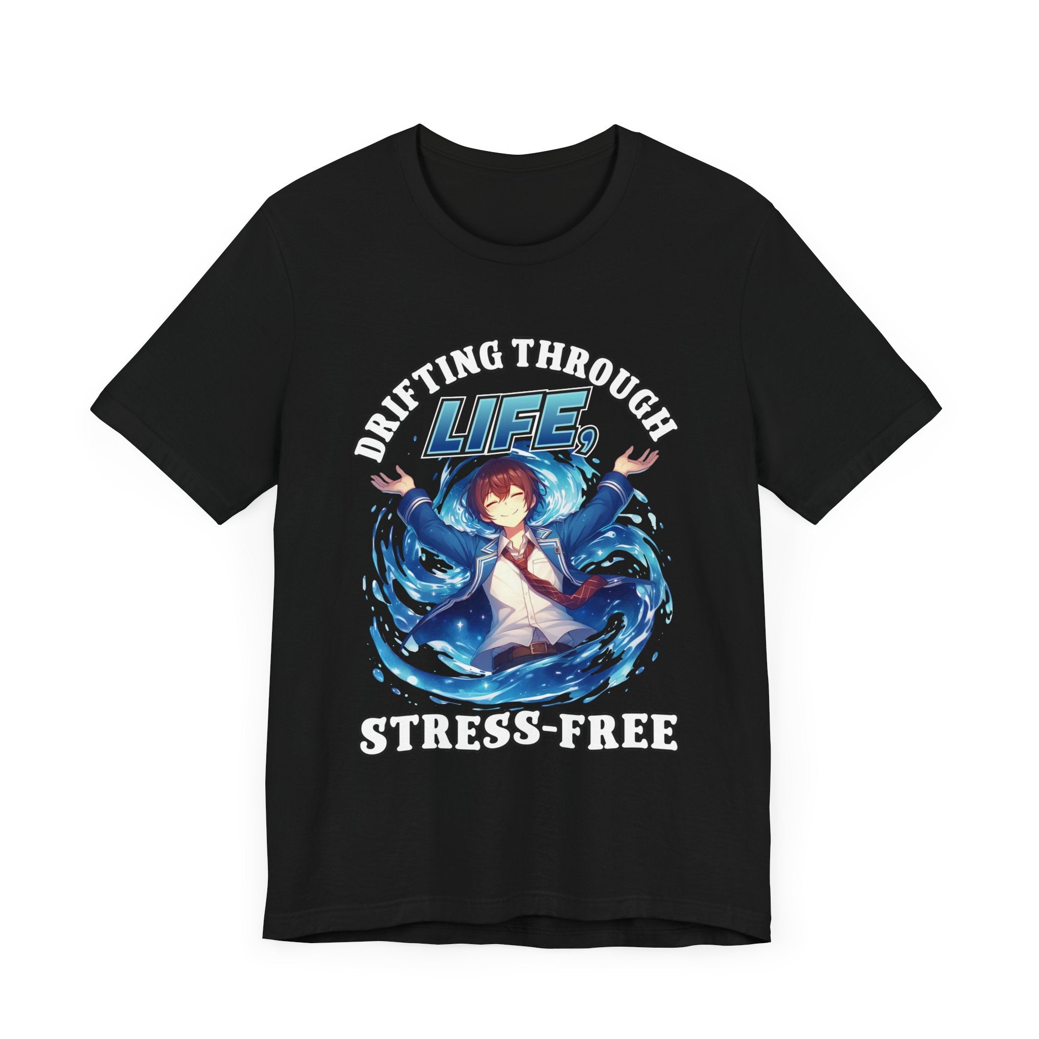 Let Go And Let Flow Shirt, Tranquil Anime Boy Tee, Water Energy Graphic T Shirt, Spiritual Release Apparel, Calm Vibes Minimalist Top