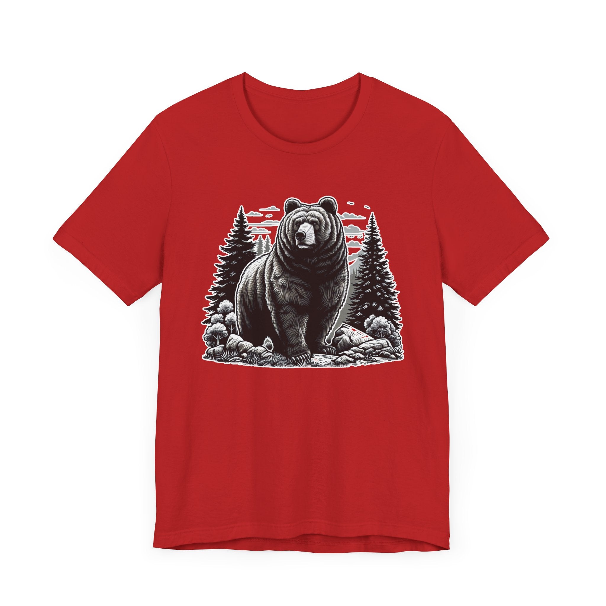 Majestic Wild Bear gazes intently at Stream Edge captivating Graphic T-Shirt