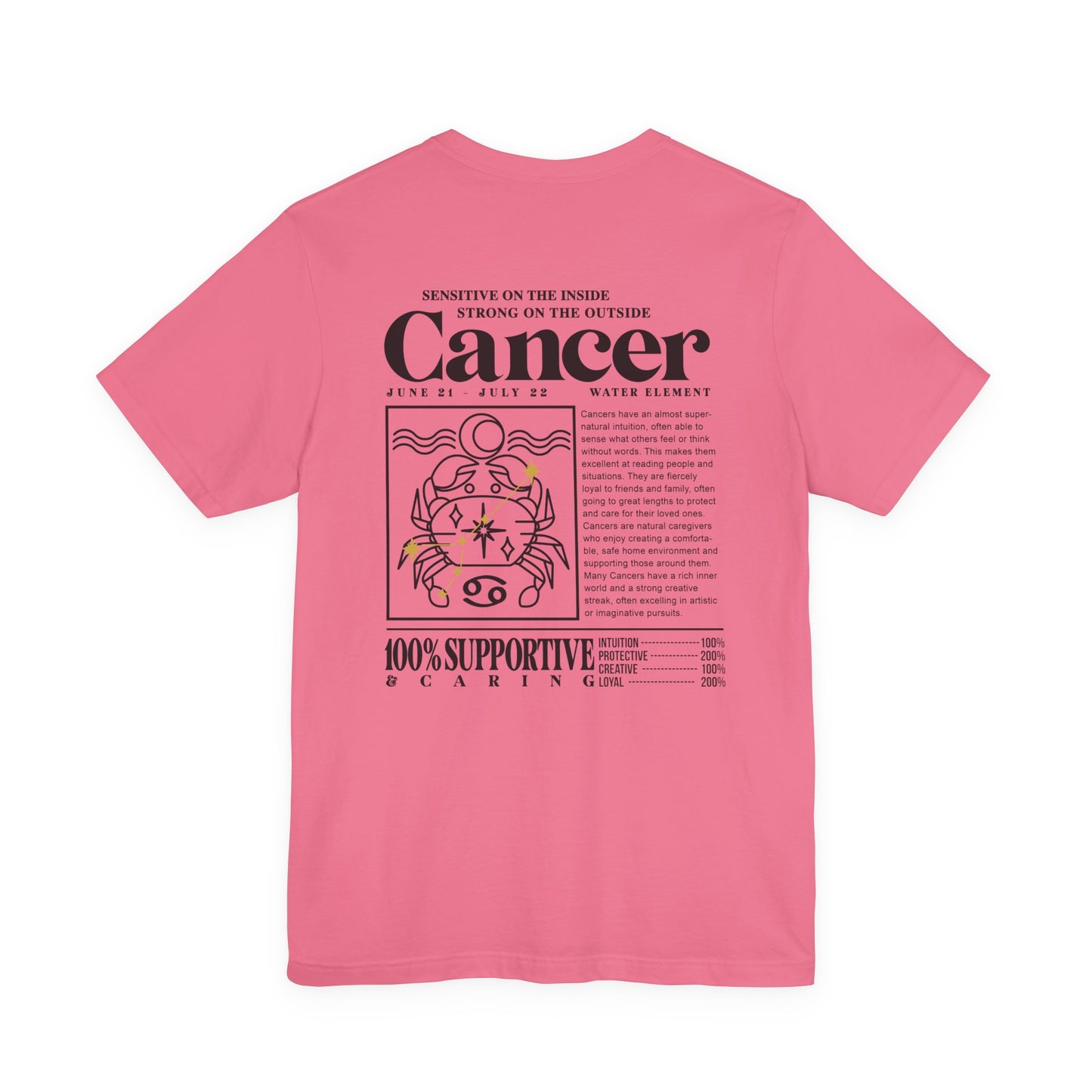 Cancer Zodiac T-Shirt – Sensitive Inside, Strong Outside with Water Element