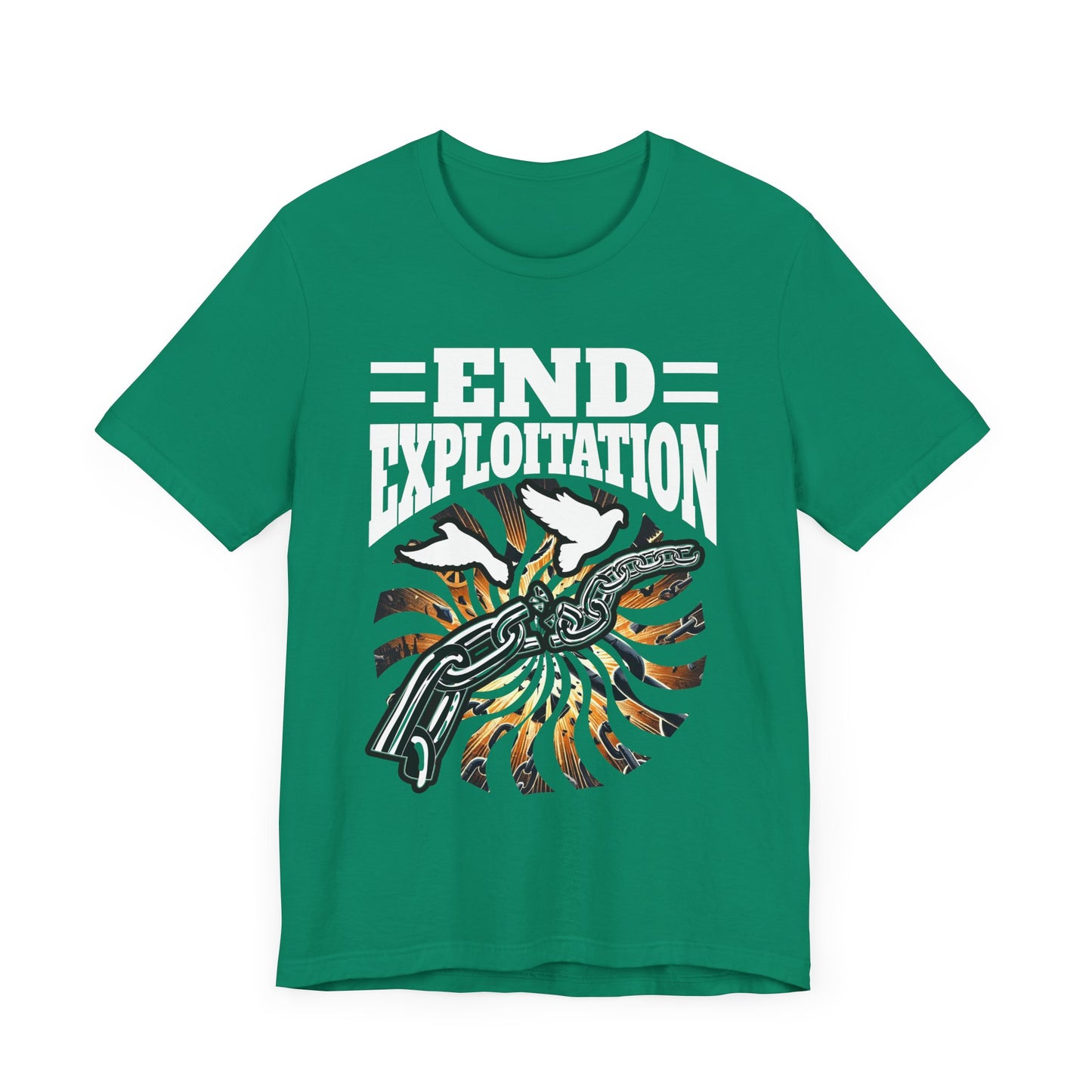 End Exploitation | Broken Chain & Flying White Pigeons Graphic T-Shirt