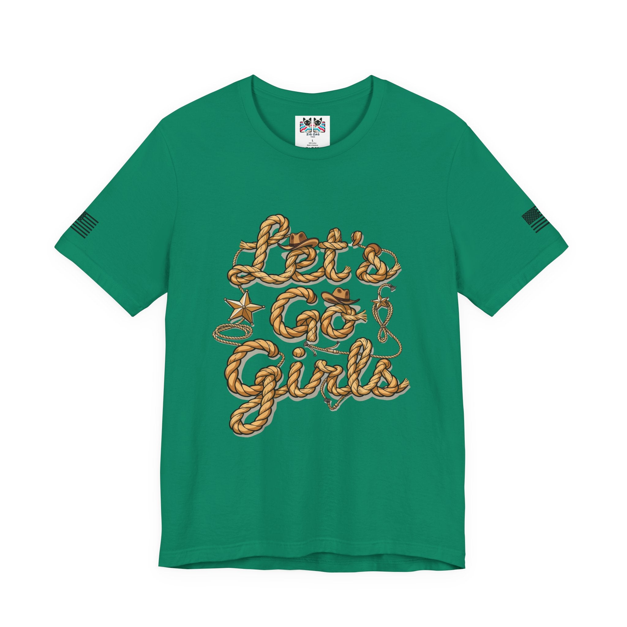 Let's Go Girls T-Shirt – Western Rope Lasso Typography Cowboy Hat Star Graphic Tee