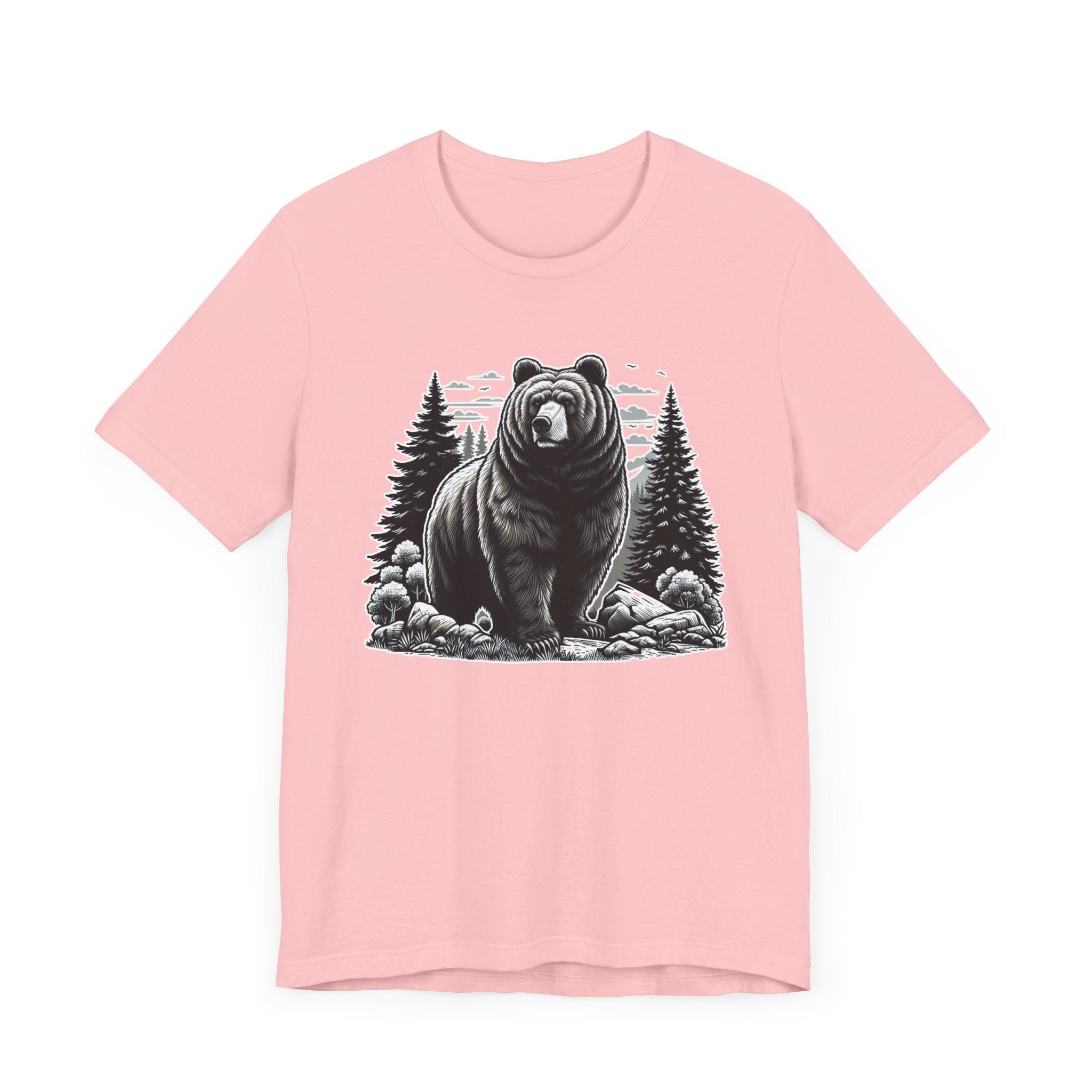 Majestic Wild Bear gazes intently at Stream Edge captivating Graphic T-Shirt