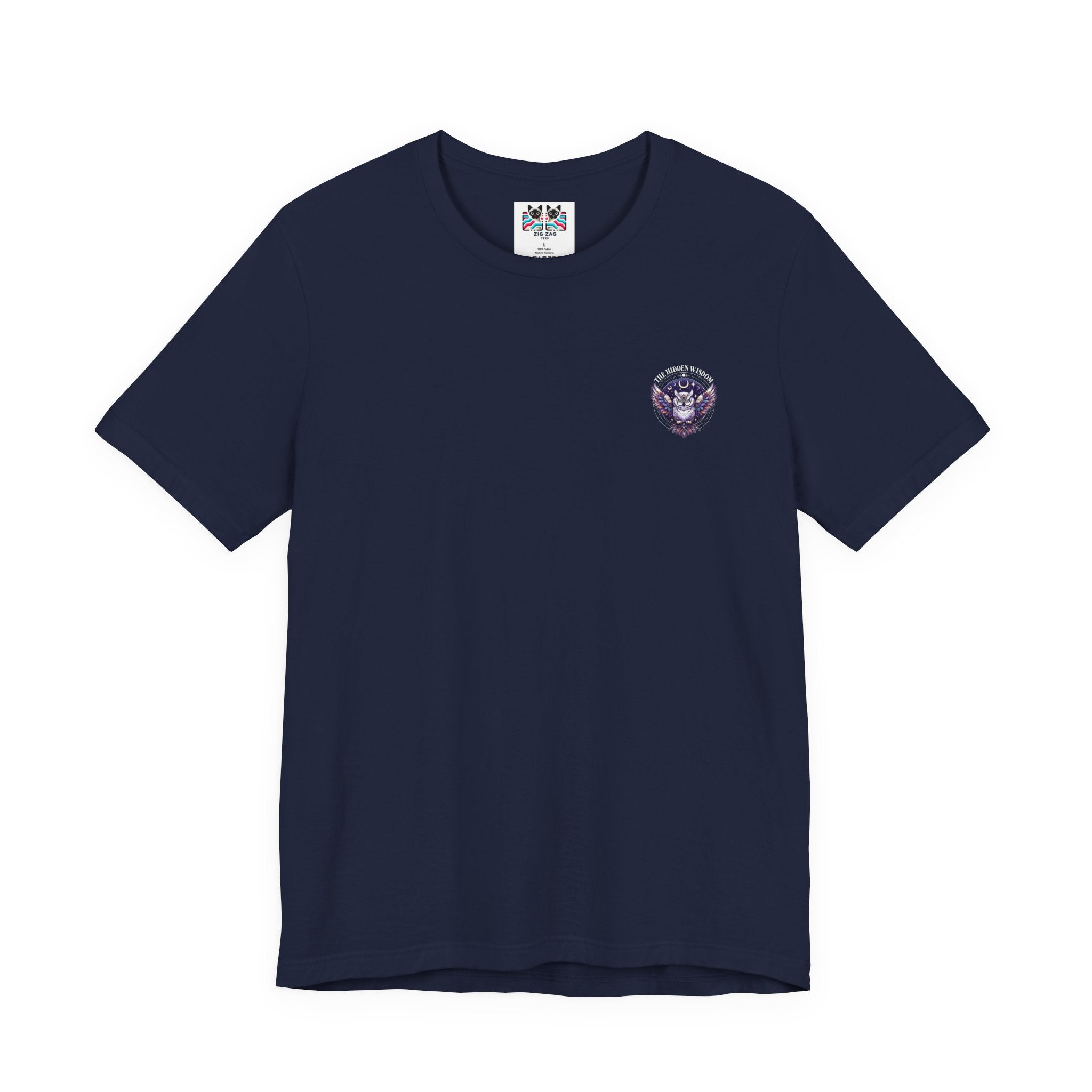 The Hidden Wisdom Within T-Shirt – Vibrant Flying Owl with Geometric Lines