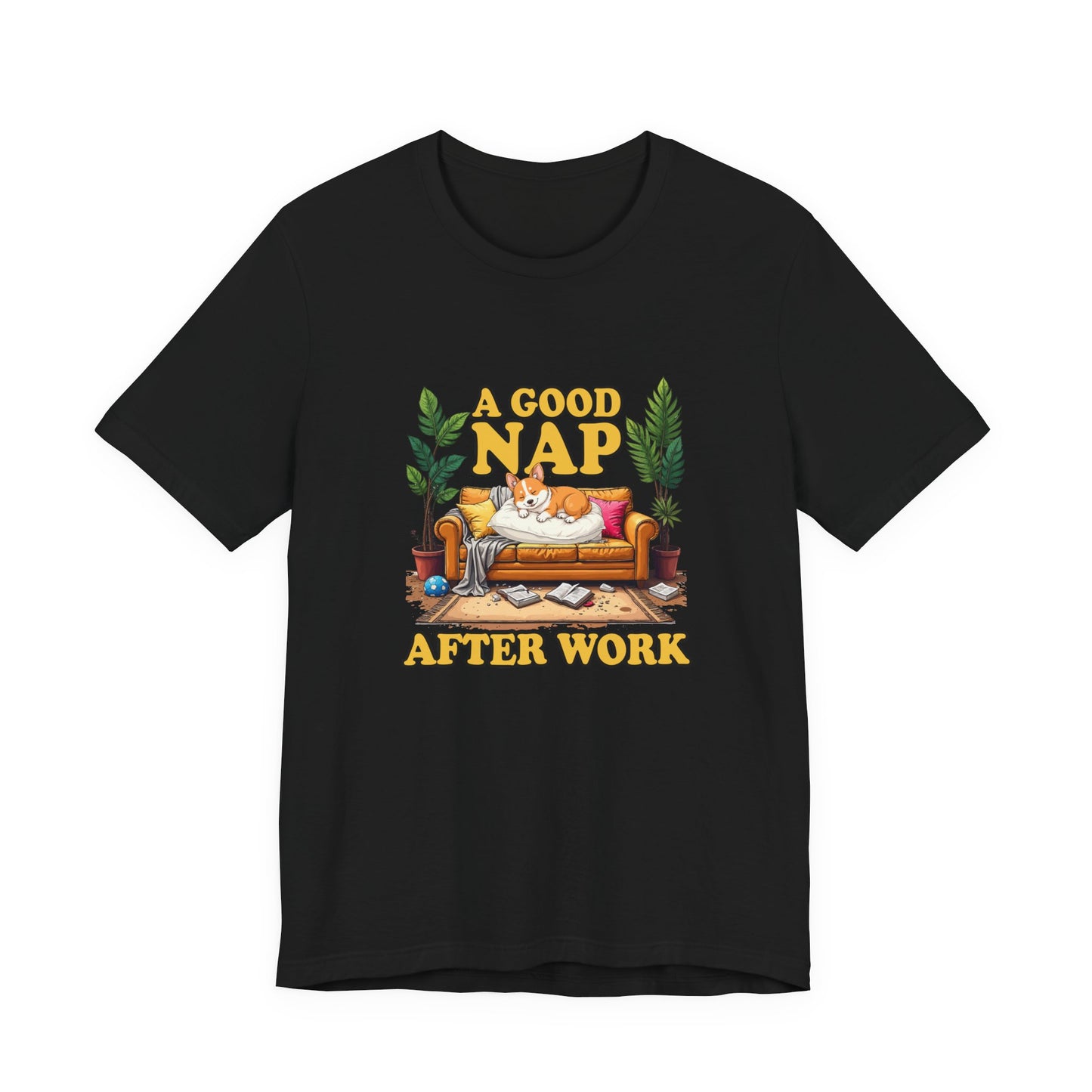 A Good Nap After Work – Sleeping Dog on Sofa Graphic T-Shirt