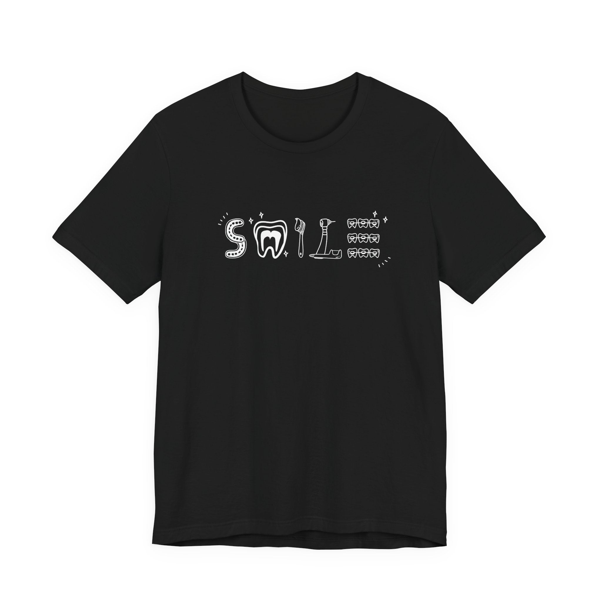 Smile TShirt Dental Cleaning Tools Art Toothbrush Floss Scaler Design