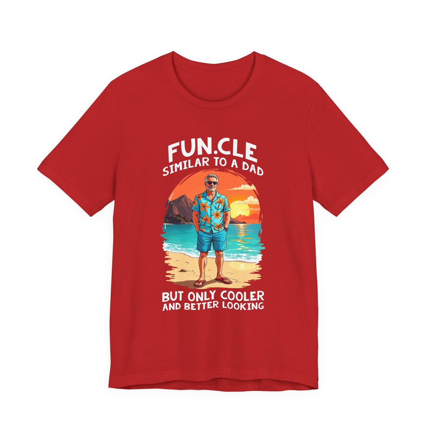 FUN.CLE Beach Sunset T-Shirt – Cool Uncle Beach Graphic with Funny Quote
