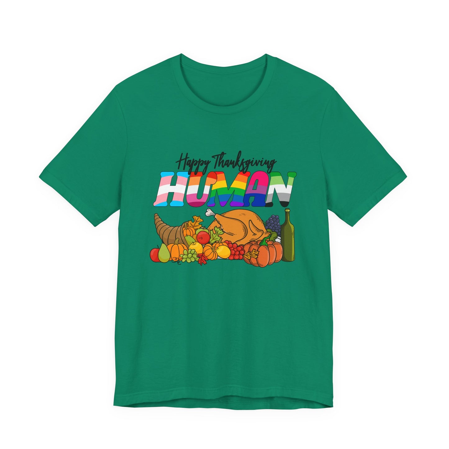Happy Thanksgiving Human Gradient Text T-Shirt