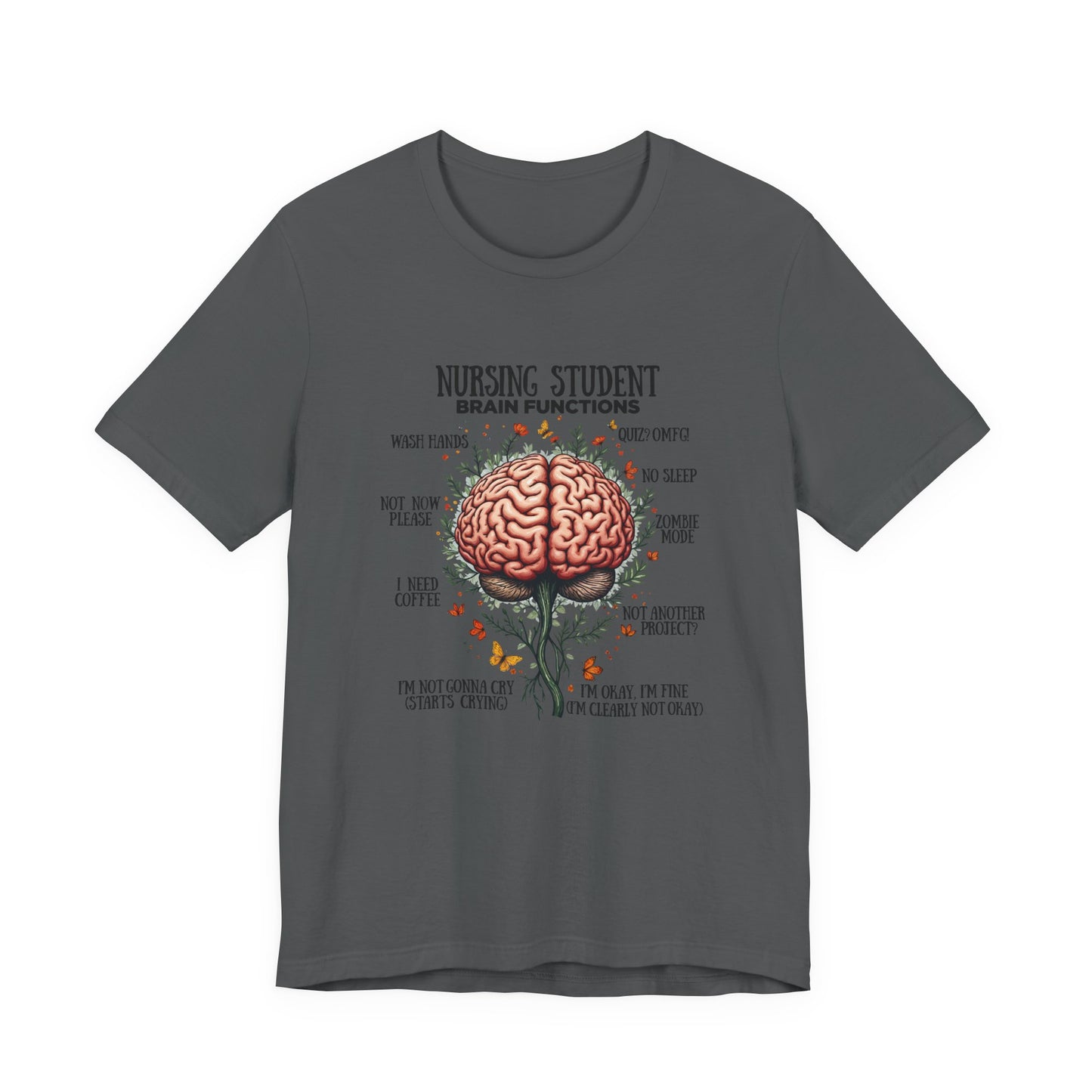 Nursing Student Brain Functions TShirt Coffee No Sleep Zombie Mode