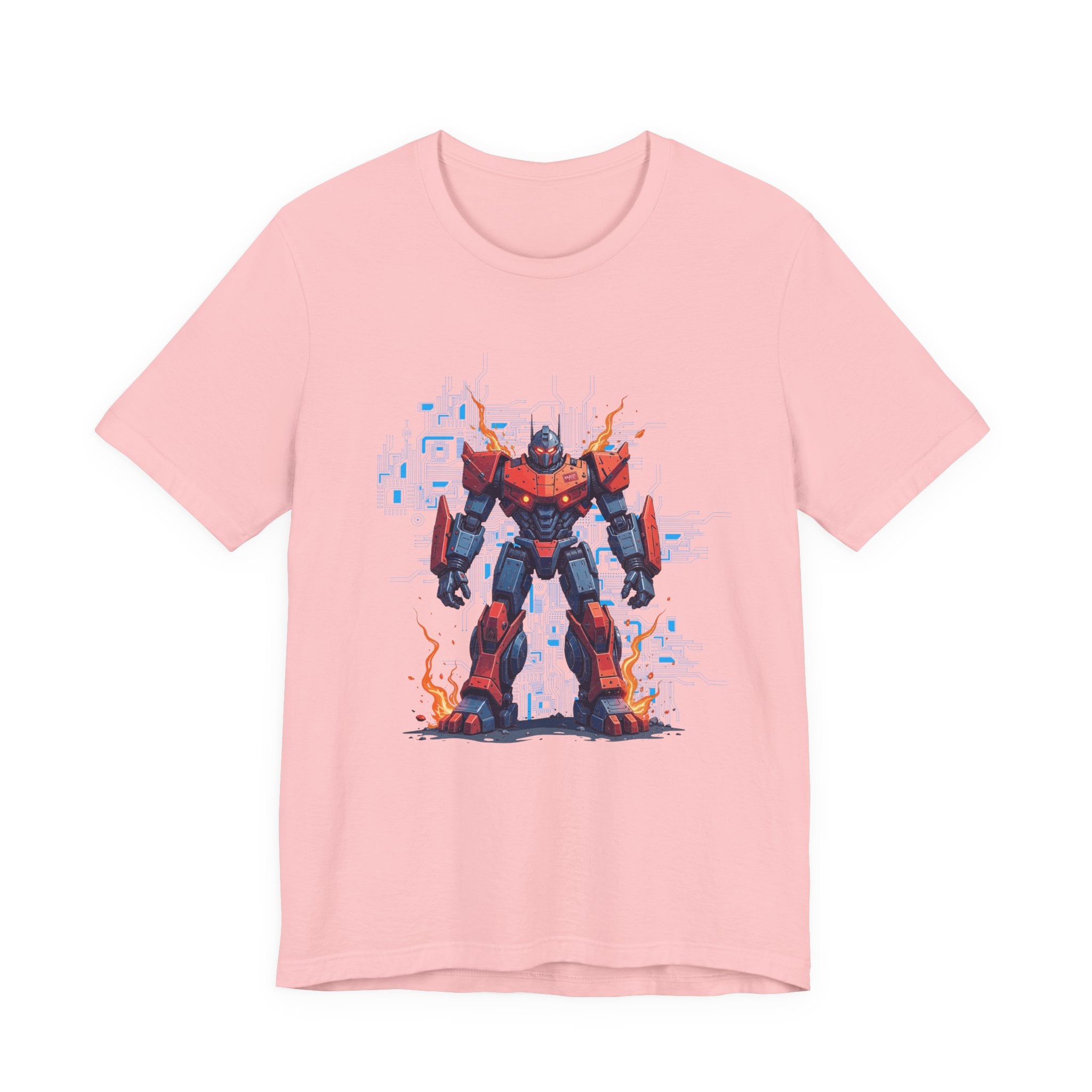Ready for Anything – Robot Transformer on Fiery Ground Graphic T-Shirt