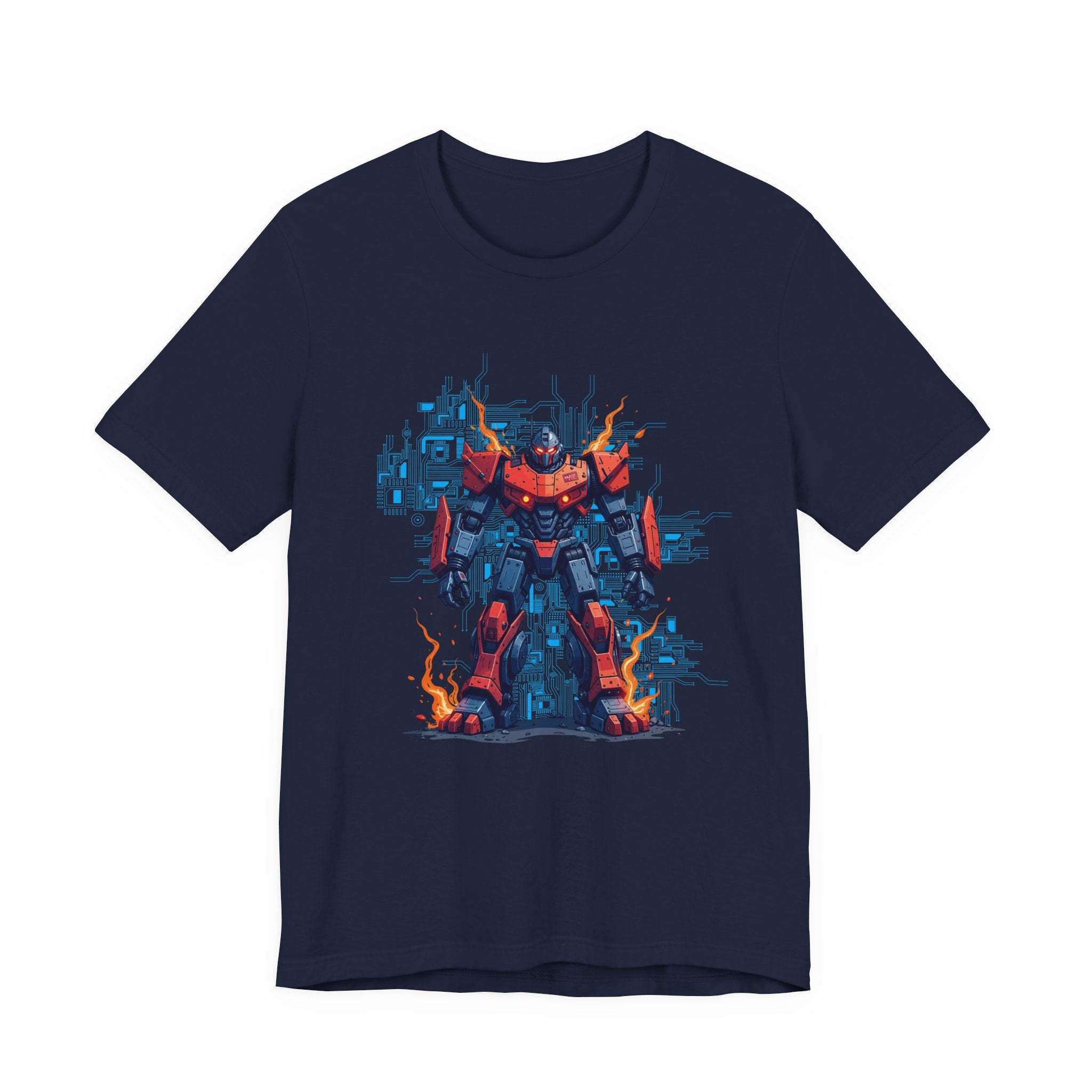 Ready for Anything – Robot Transformer on Fiery Ground Graphic T-Shirt
