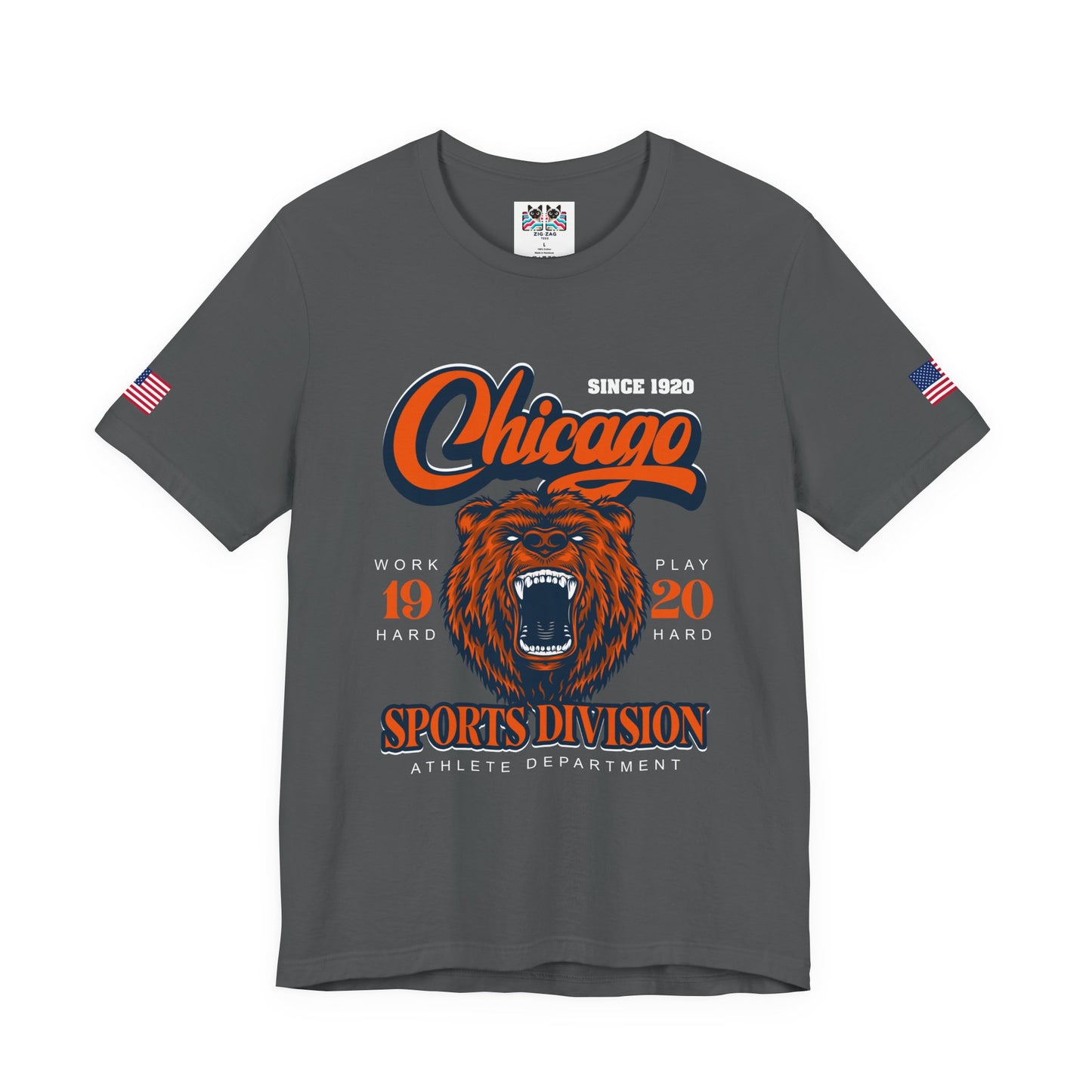 Chicago Sports Division T-Shirt - Since 1920 Bear Mascot Work Hard Play Hard