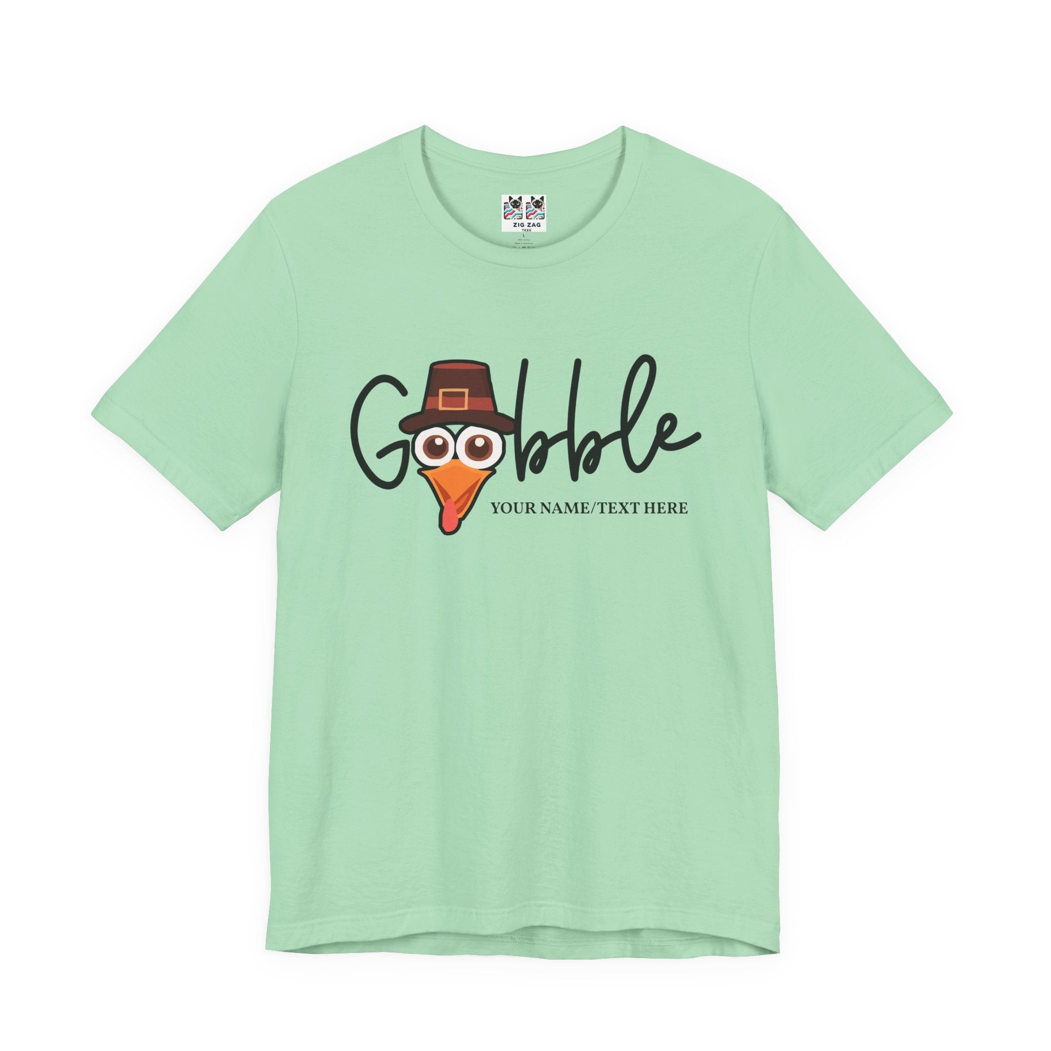 Custom T-Shirt - Gobble Turkey Head Cursive T-Shirt