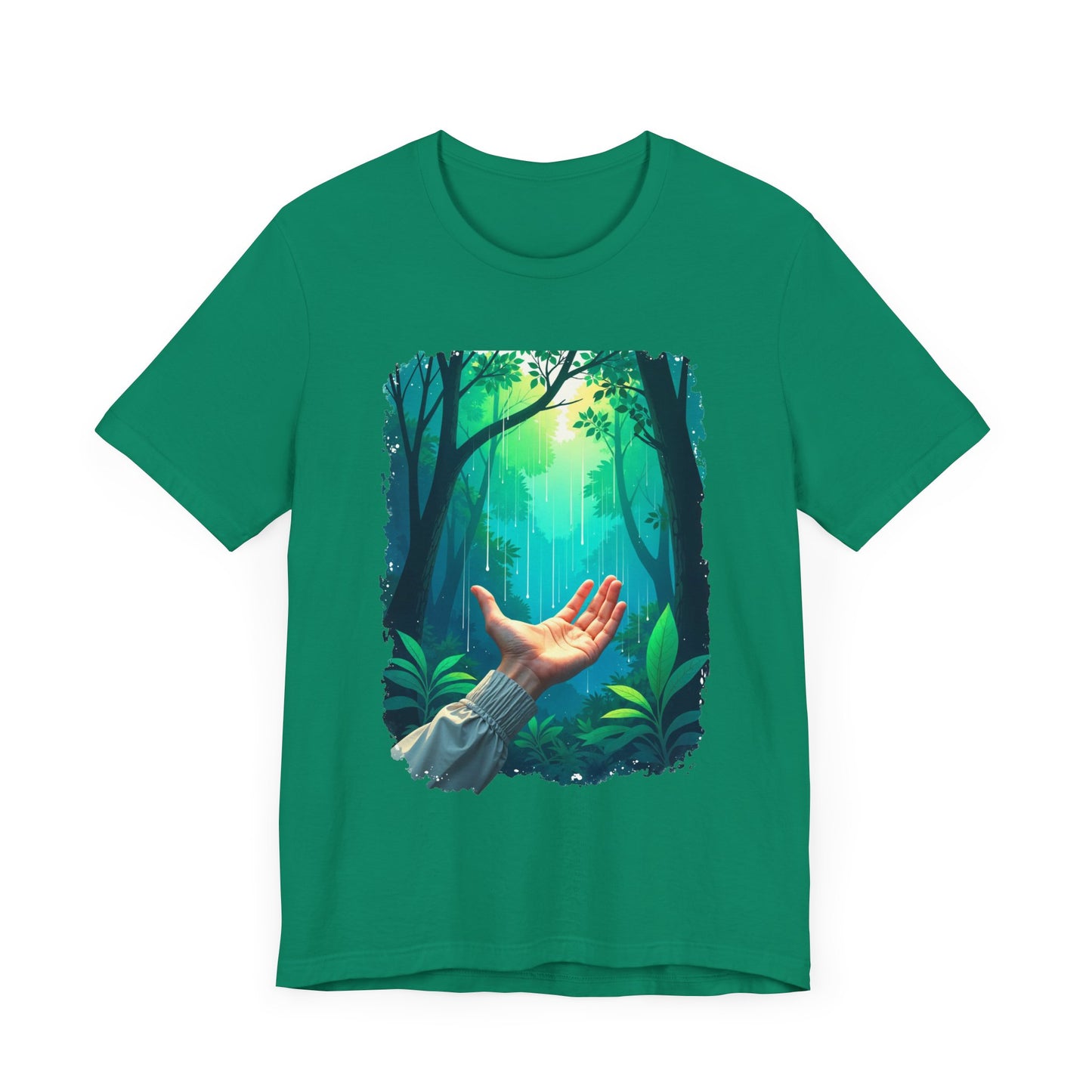 Forest Connection T-Shirt – Hand Reaching for Rain Nature Art