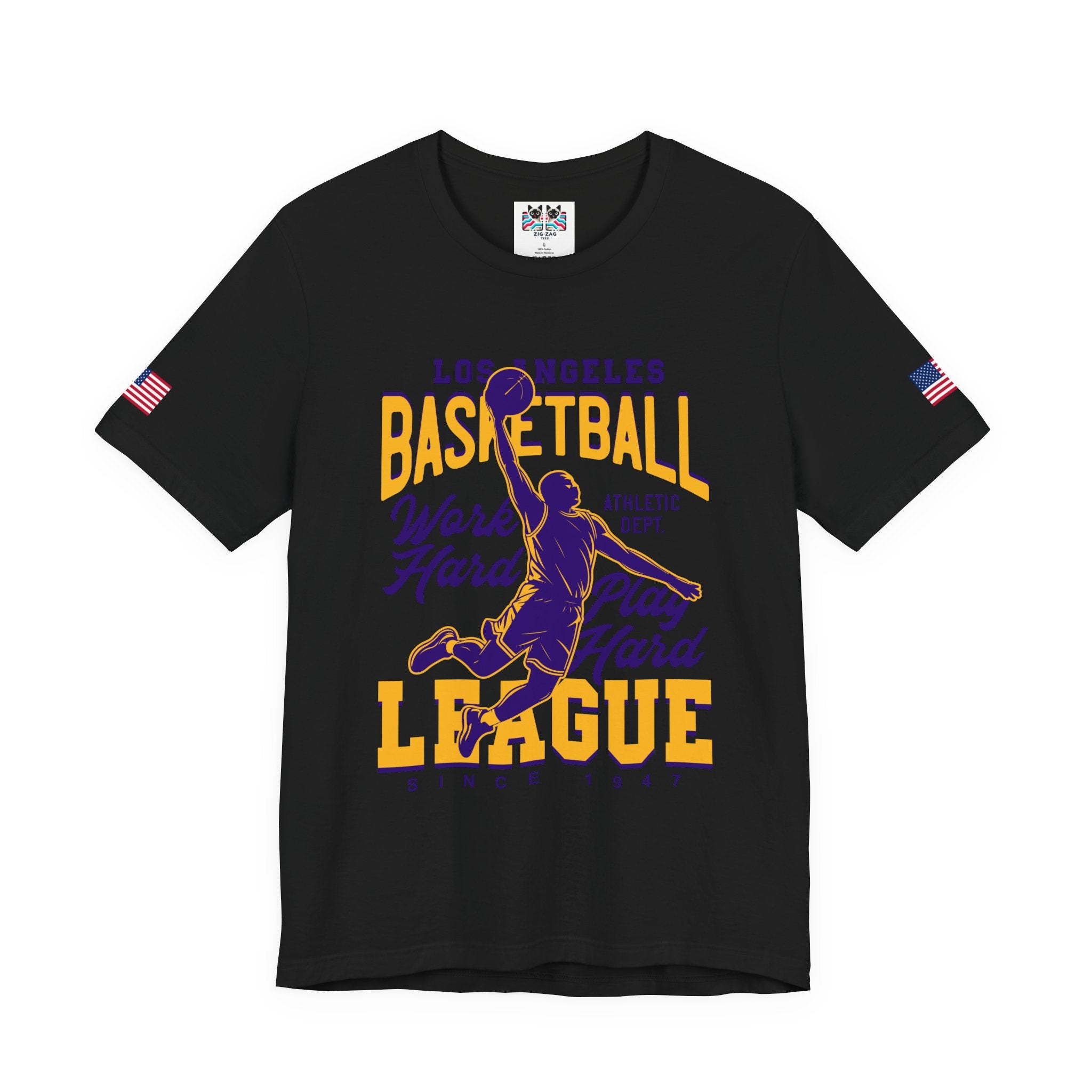 Los Angeles Basketball League T-Shirt – Work Hard Play Hard Athletic Dept Since 1947 Tee