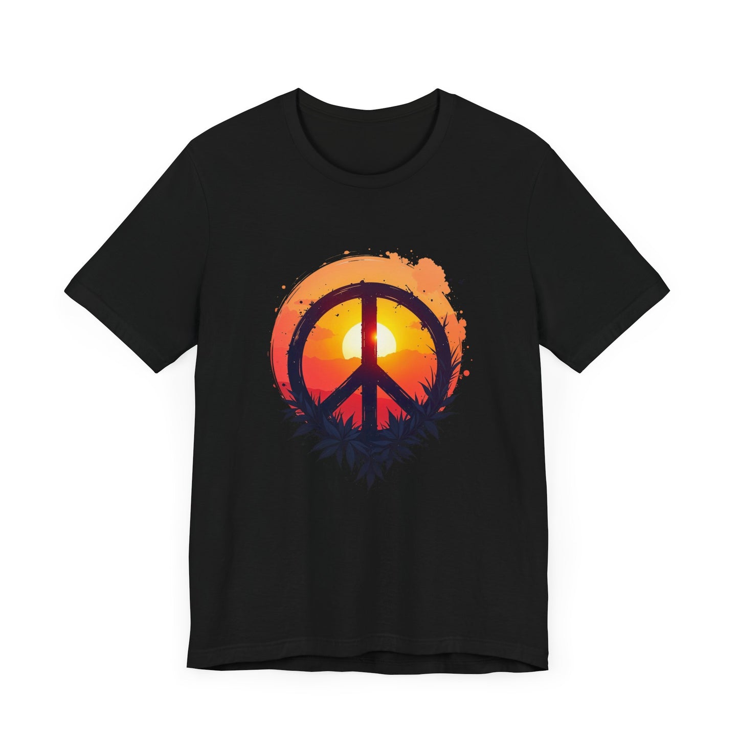 Peace Sunset T-Shirt – Retro Peace Sign and Nature Graphic Tee