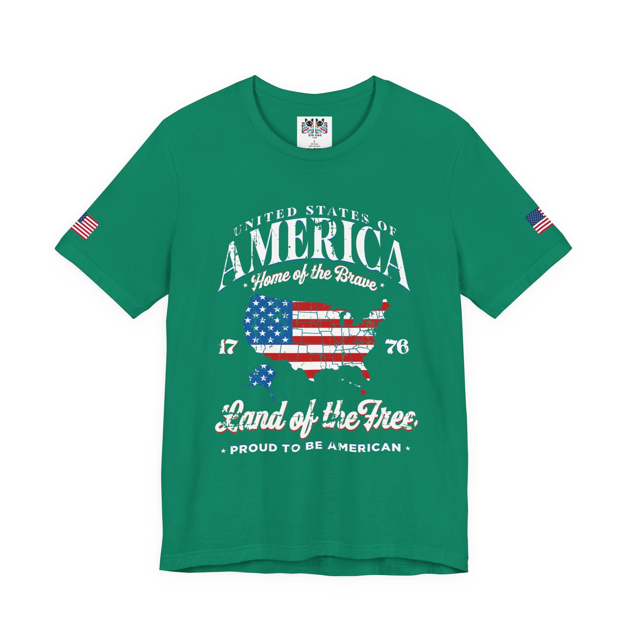America Home of the Brave T-Shirt – USA Map 1776 Vintage Patriotic Graphic Tee
