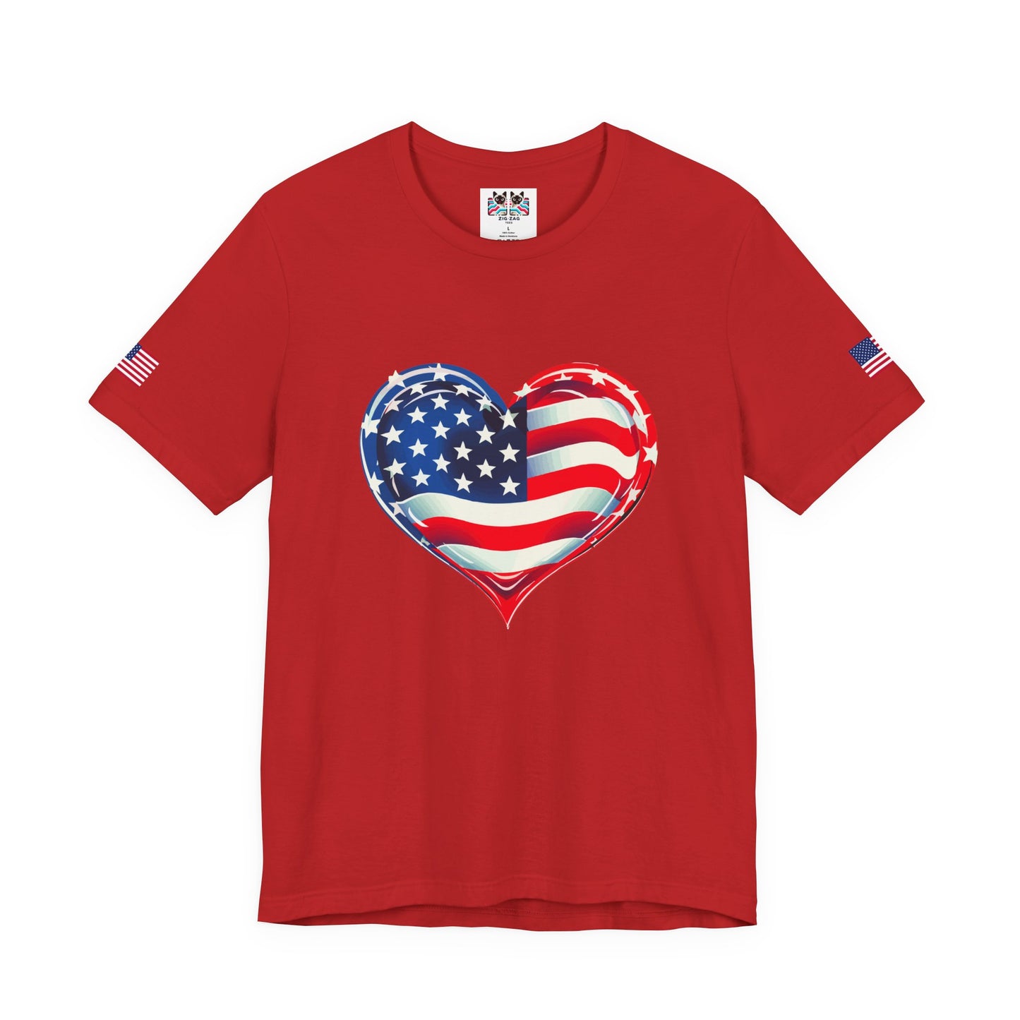 American Flag Heart T-Shirt – Love USA Patriotic Pride Graphic Tee