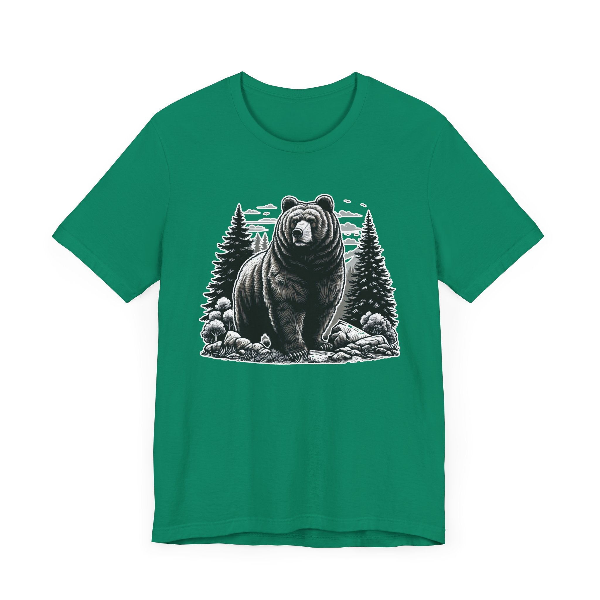 Majestic Wild Bear gazes intently at Stream Edge captivating Graphic T-Shirt