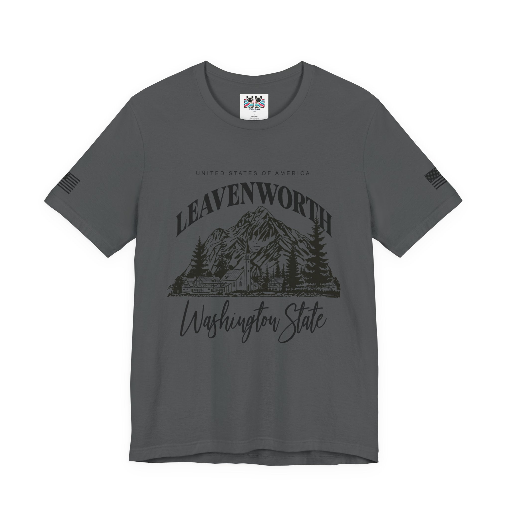 Leavenworth Washington State Bavarian Village Mountain Graphic T-Shirt | USA Souvenir Tee | Pacific Northwest Gift Shirt