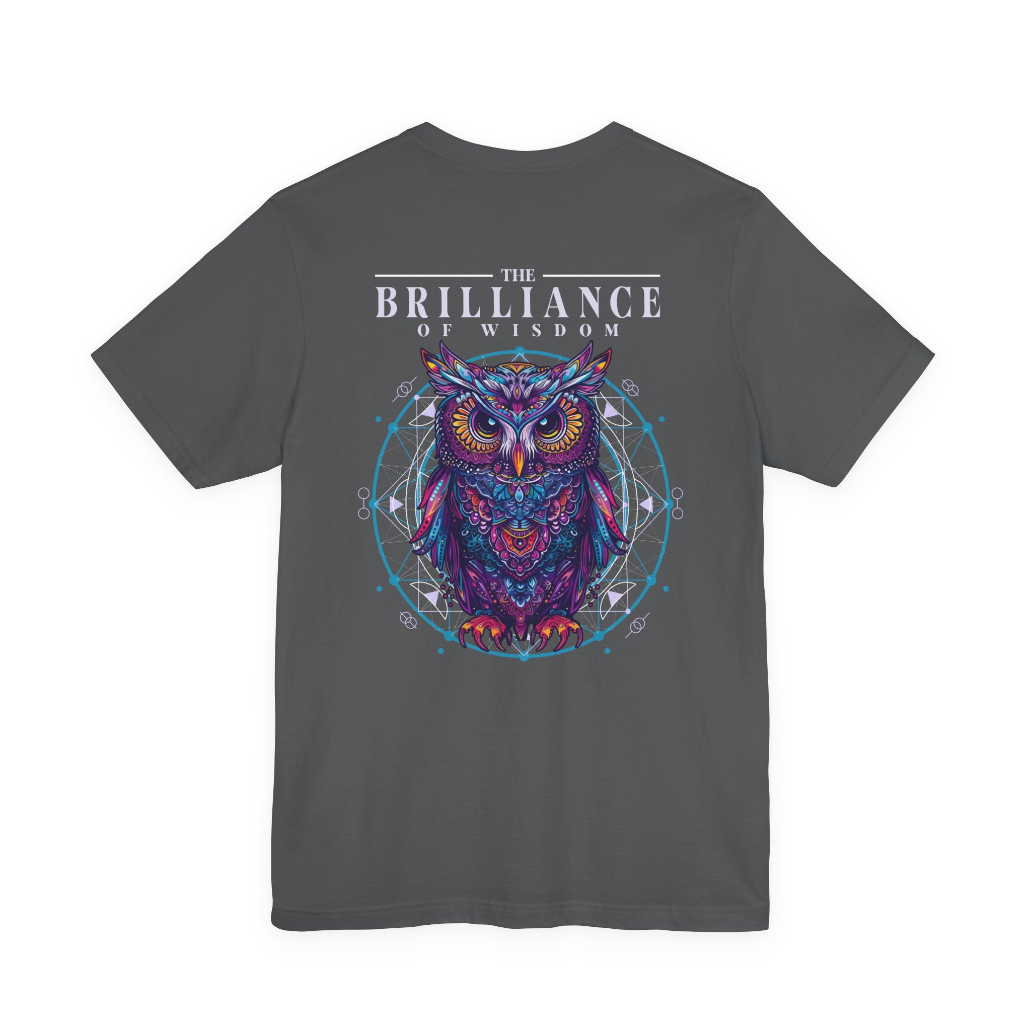 The Brilliance of Wisdom T-Shirt – Vibrant Owl with Geometric Art