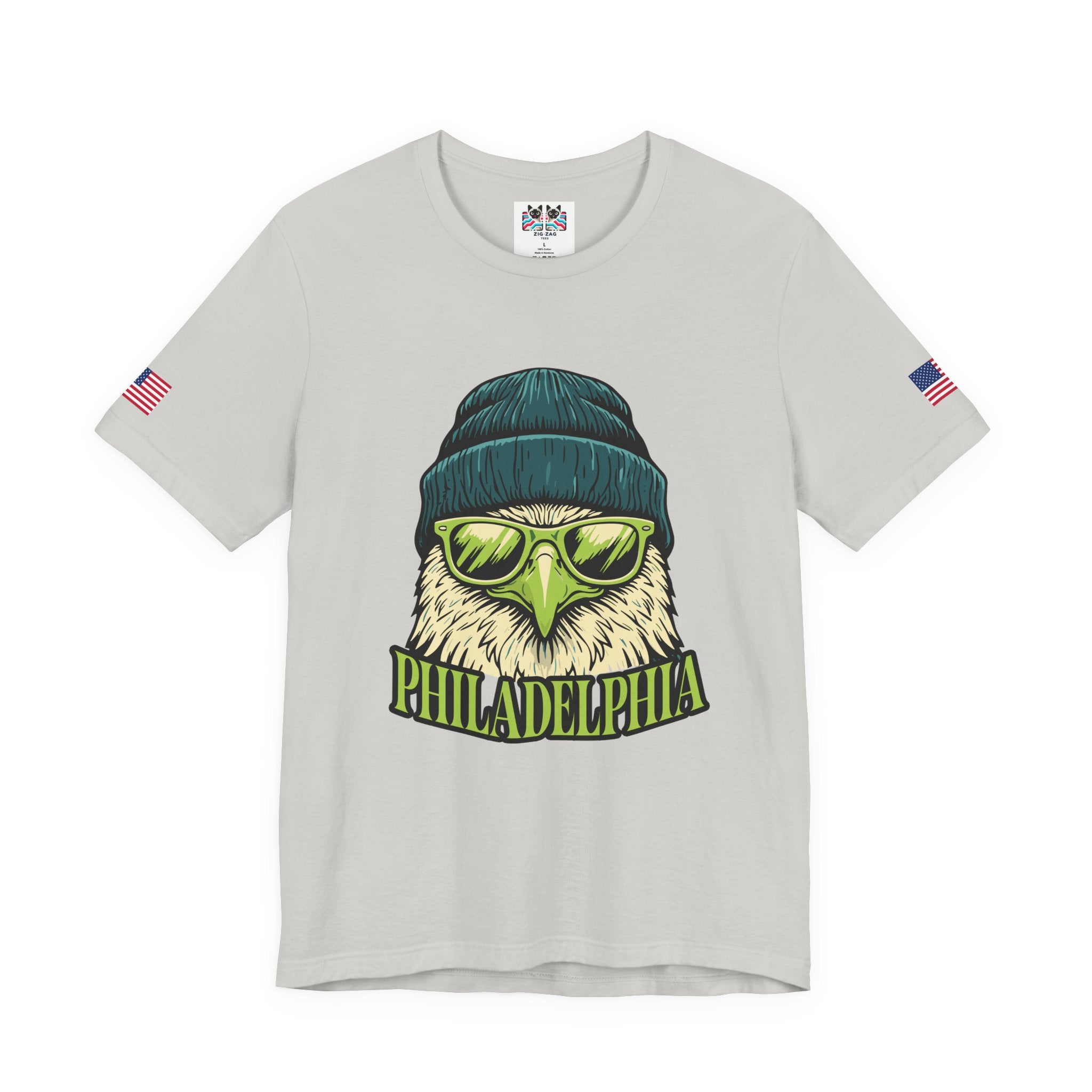 Philadelphia Cool Eagle Beanie Sunglasses Graphic T-Shirt | Funny Philly Football Fan Tee | Eagles Pride Shirt