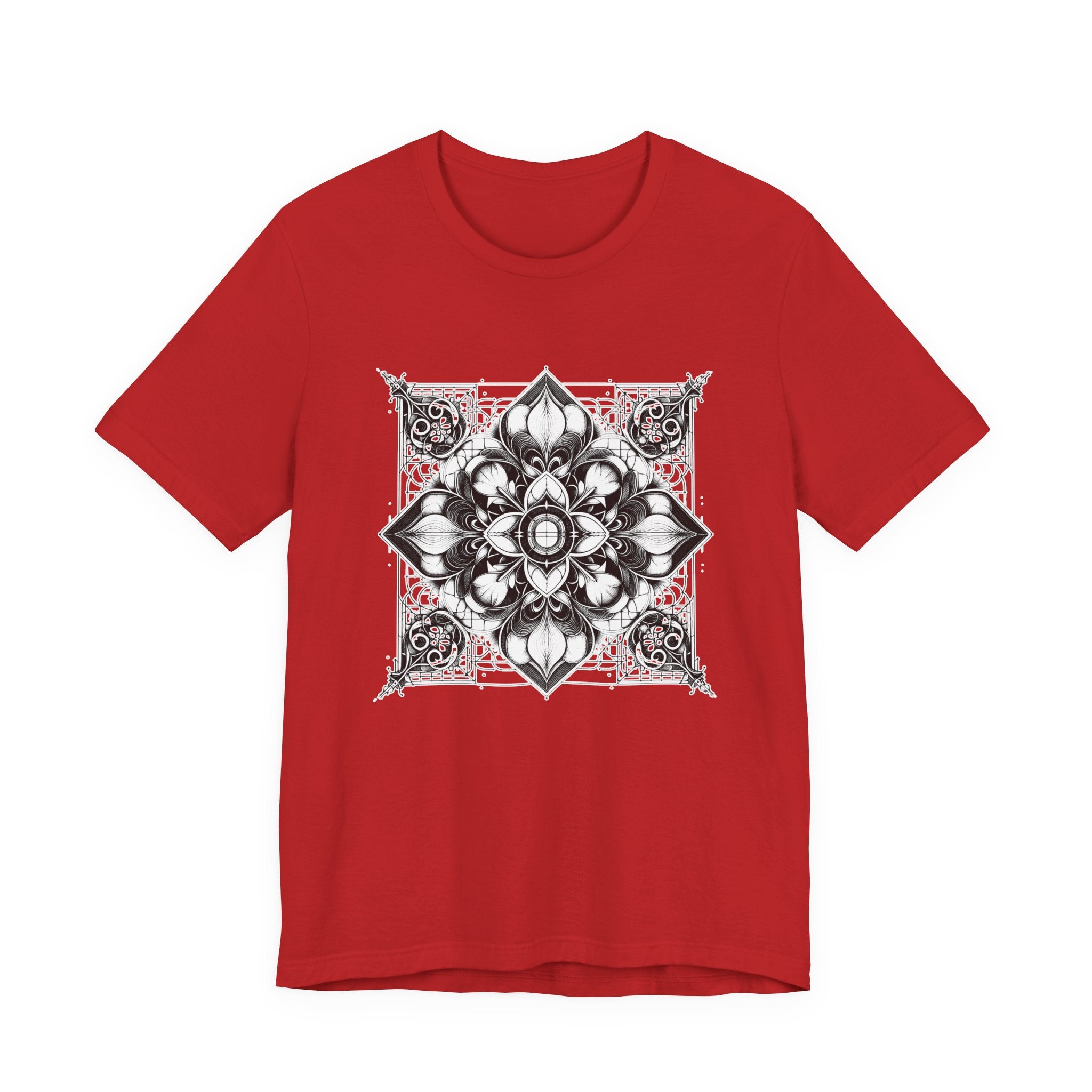 Monochrome Symmetry – Minimalist Geometric Pattern Graphic T-Shirt