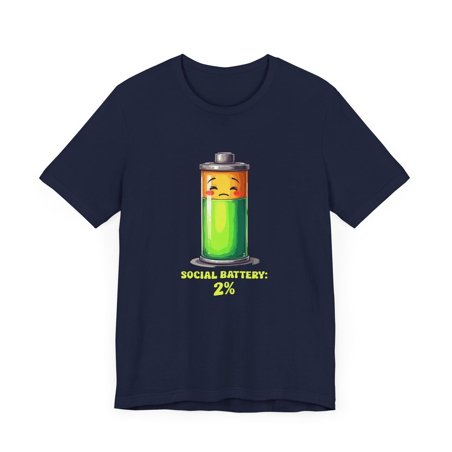 Social Battery 2% – Low Charge Sad Battery Graphic T-Shirt