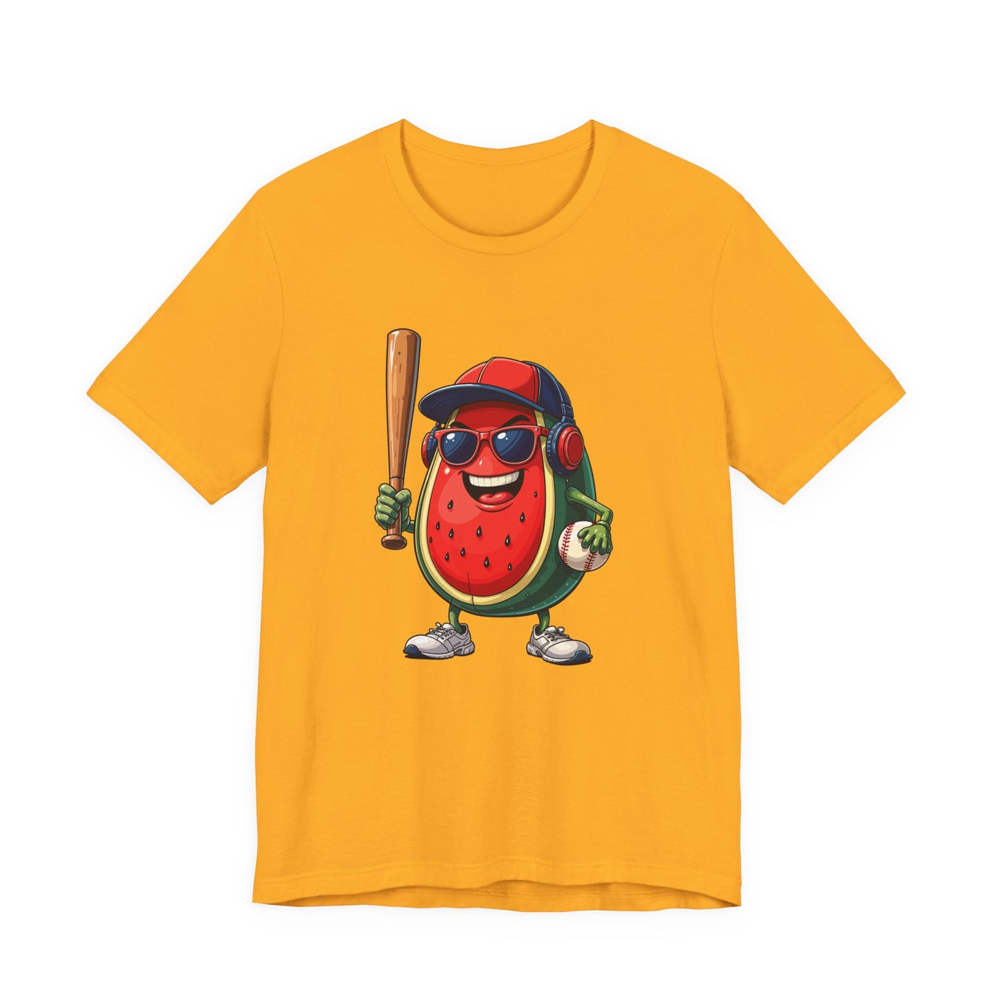 Happy Watermelon Baseball Mascot Tshirt Fun Sports Fruit Character Design