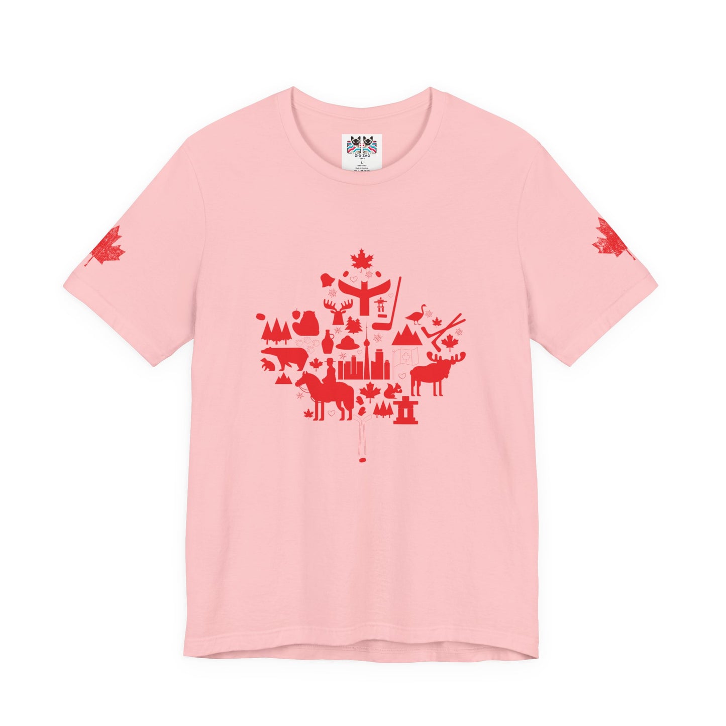 Canada Icons collage of iconic Canadian symbols Maple - Red Print T-Shirt