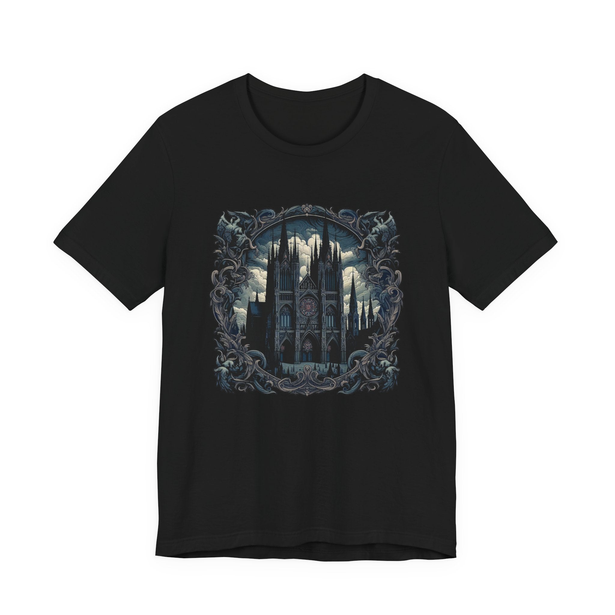 Gothic Art Revival Tshirt – Ancient Castle Reflected in Ornate Mirror