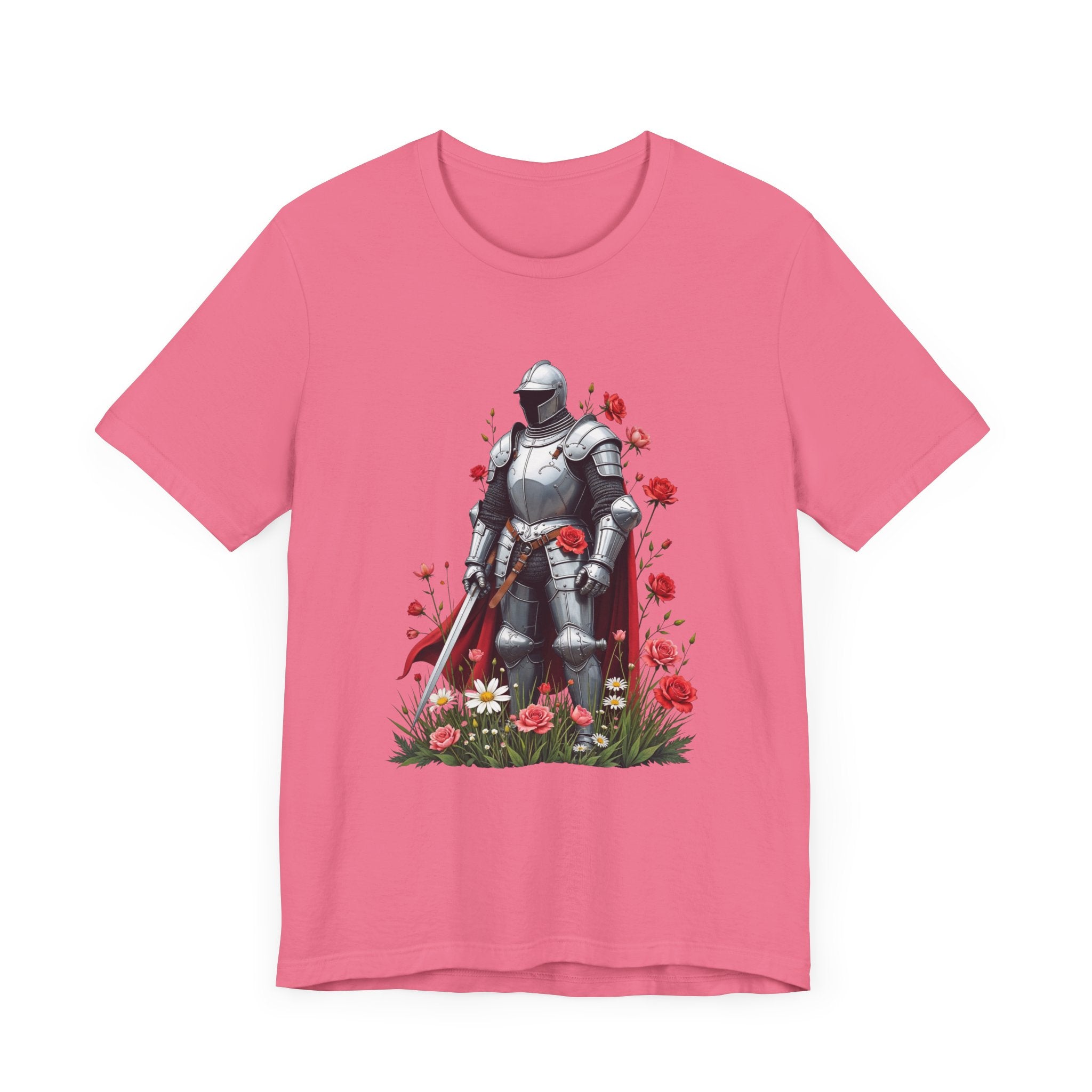 Medieval Knight and Roses Graphic Shirt – Strength and Beauty