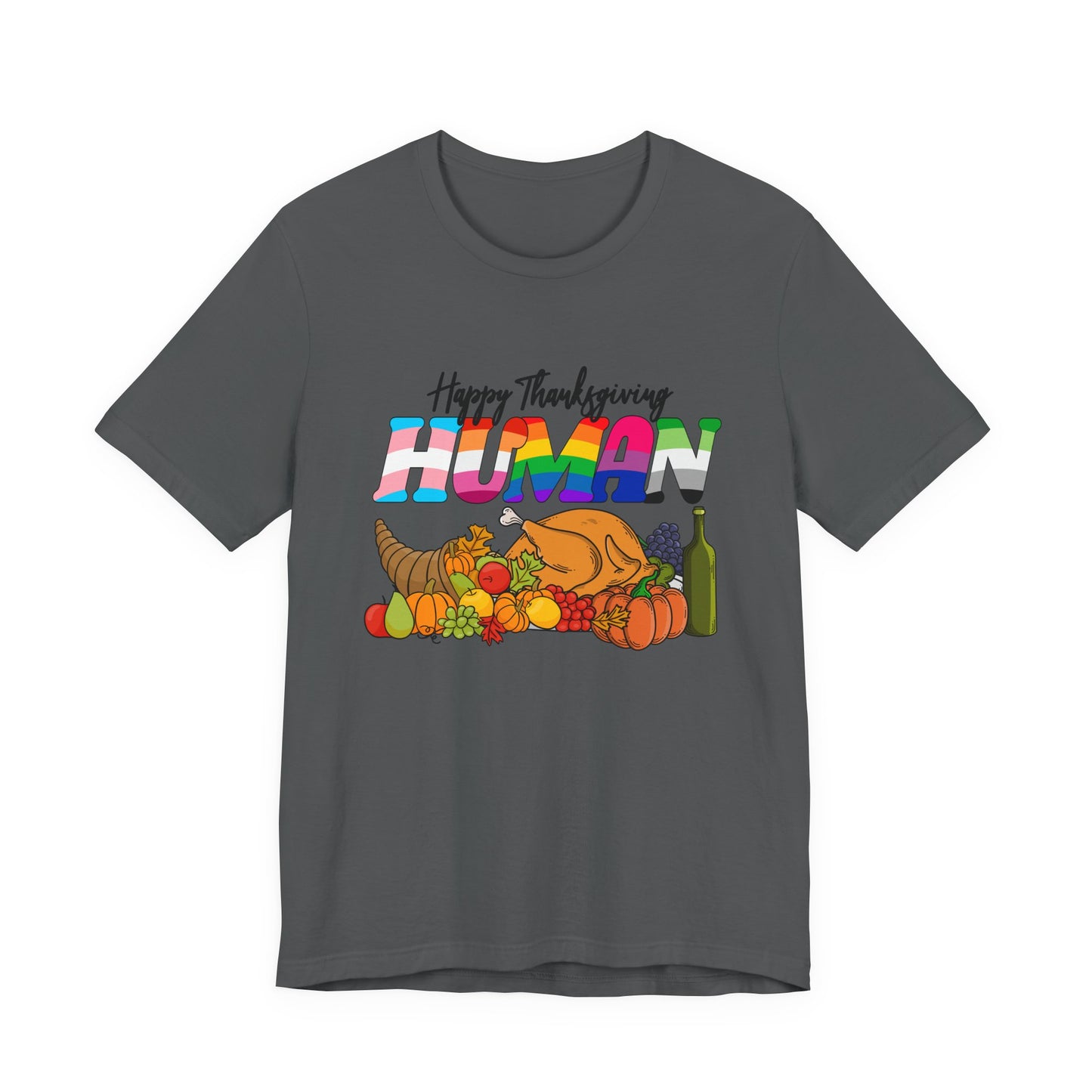 Happy Thanksgiving Human Gradient Text T-Shirt
