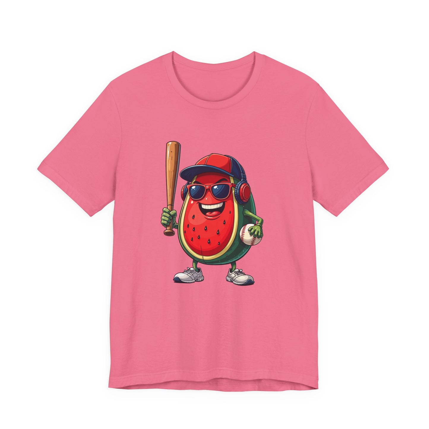 Happy Watermelon Baseball Mascot Tshirt Fun Sports Fruit Character Design