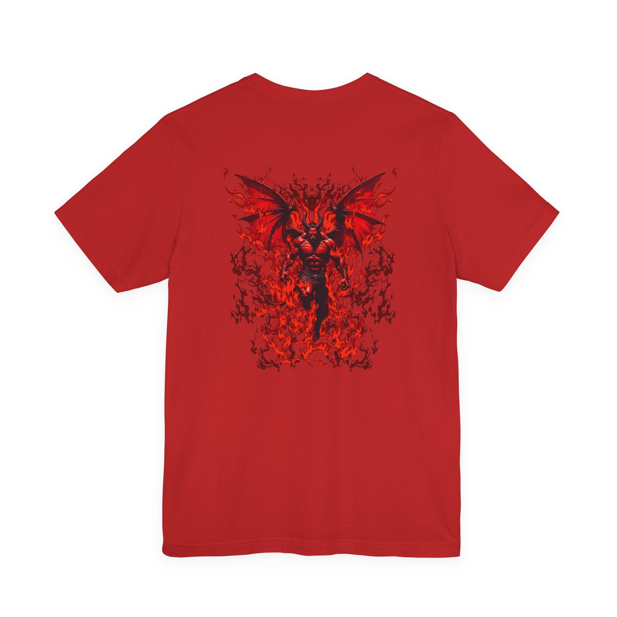 Infernal Demon Rising T-Shirt – Fire Devil Front & Winged Hellspawn Back Graphic Tee