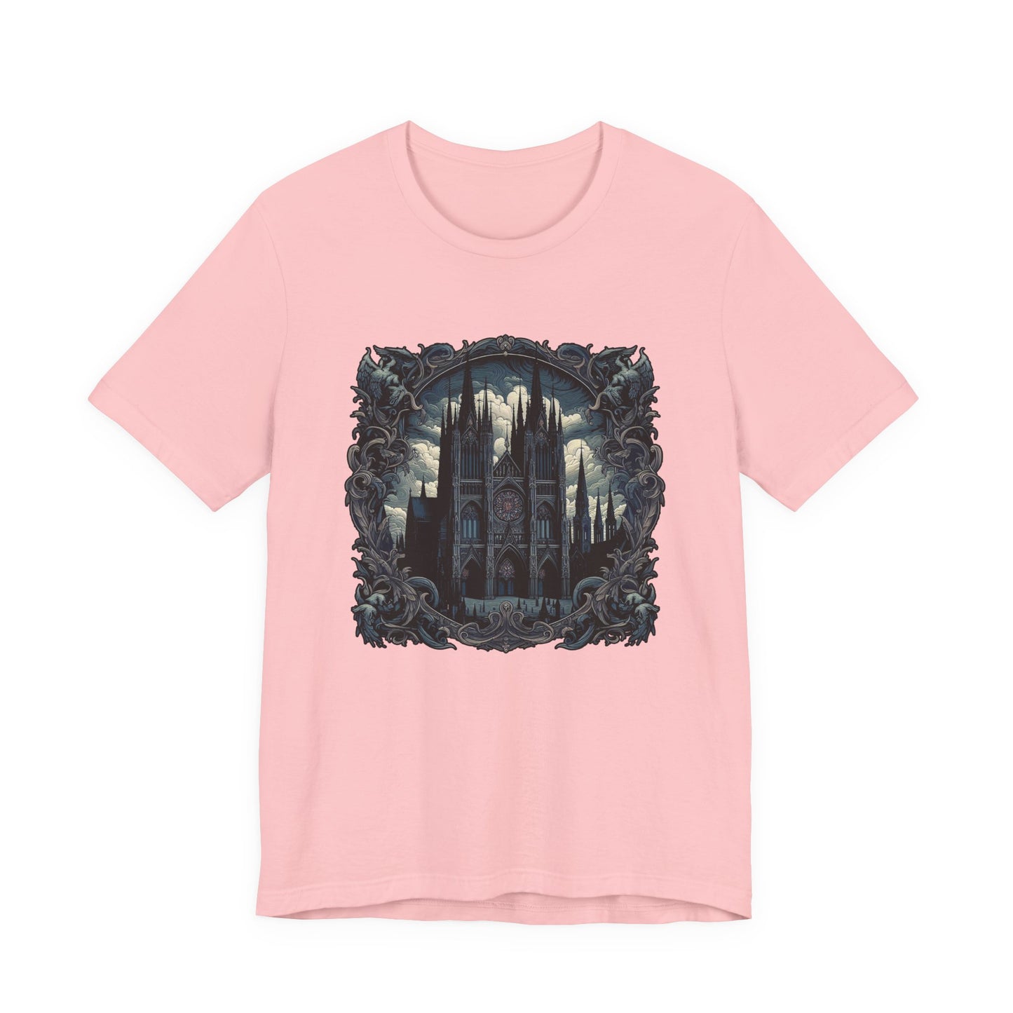 Gothic Art Revival Tshirt – Ancient Castle Reflected in Ornate Mirror