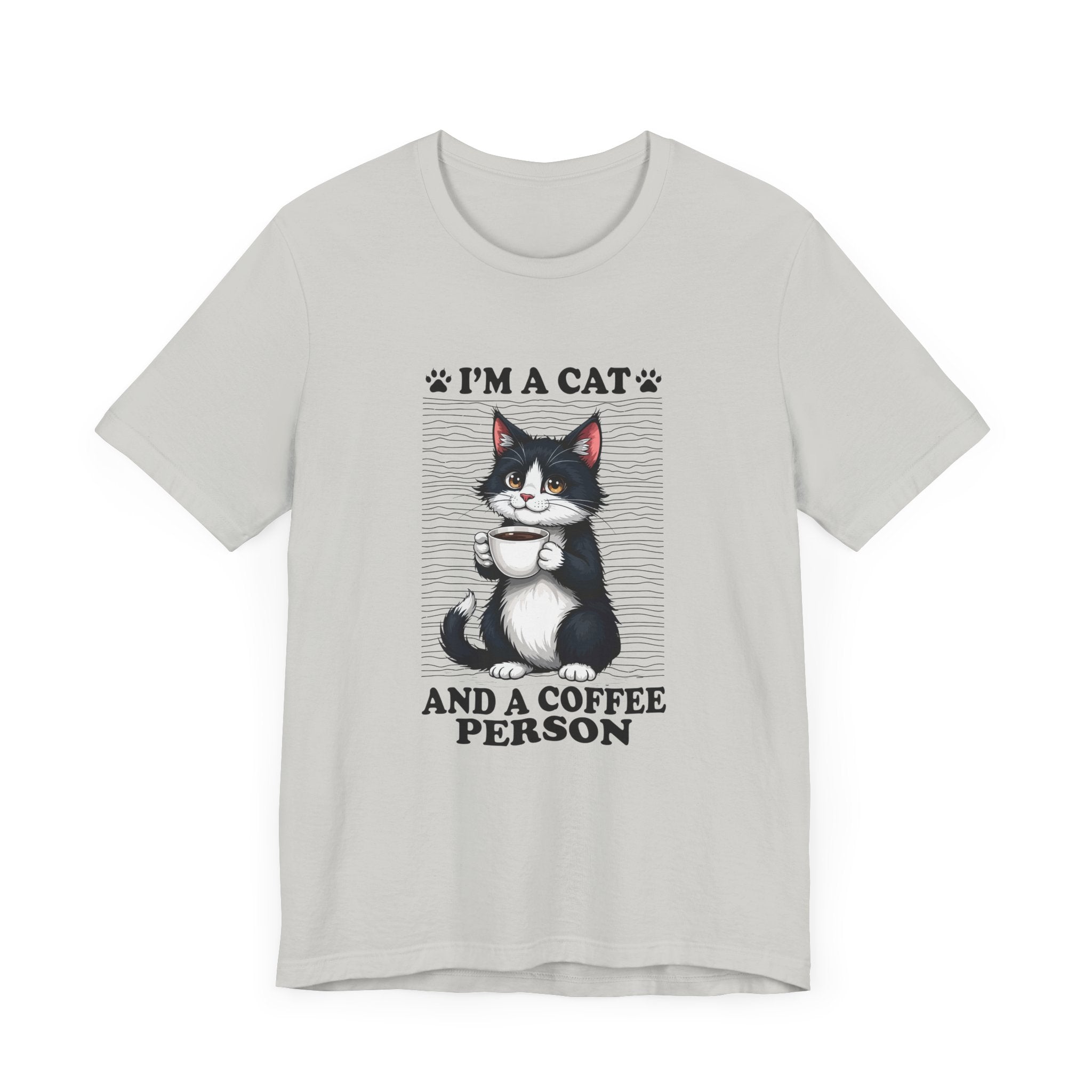 Cat and Coffee Person T-Shirt – Cute Cat Holding Coffee Cup Tee