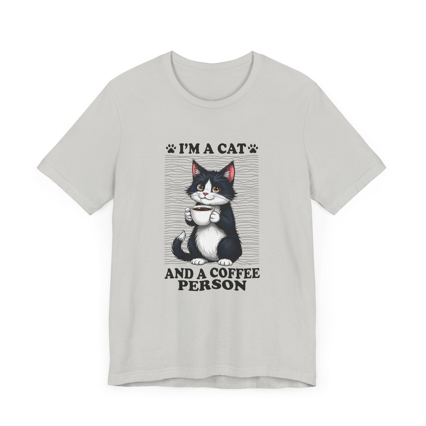 Cat and Coffee Person T-Shirt – Cute Cat Holding Coffee Cup Tee