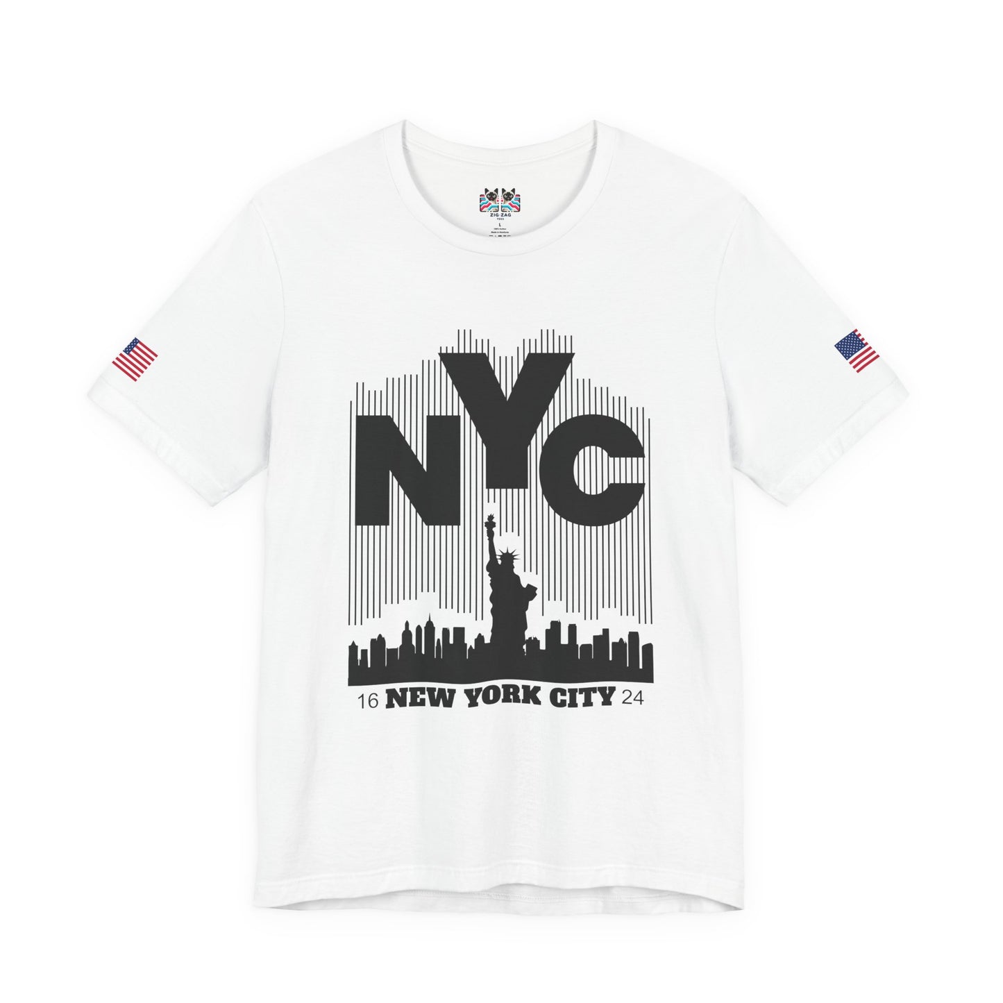 NYC Barcode T-Shirt - Modern New York City 1624 Minimalist Stripe Design