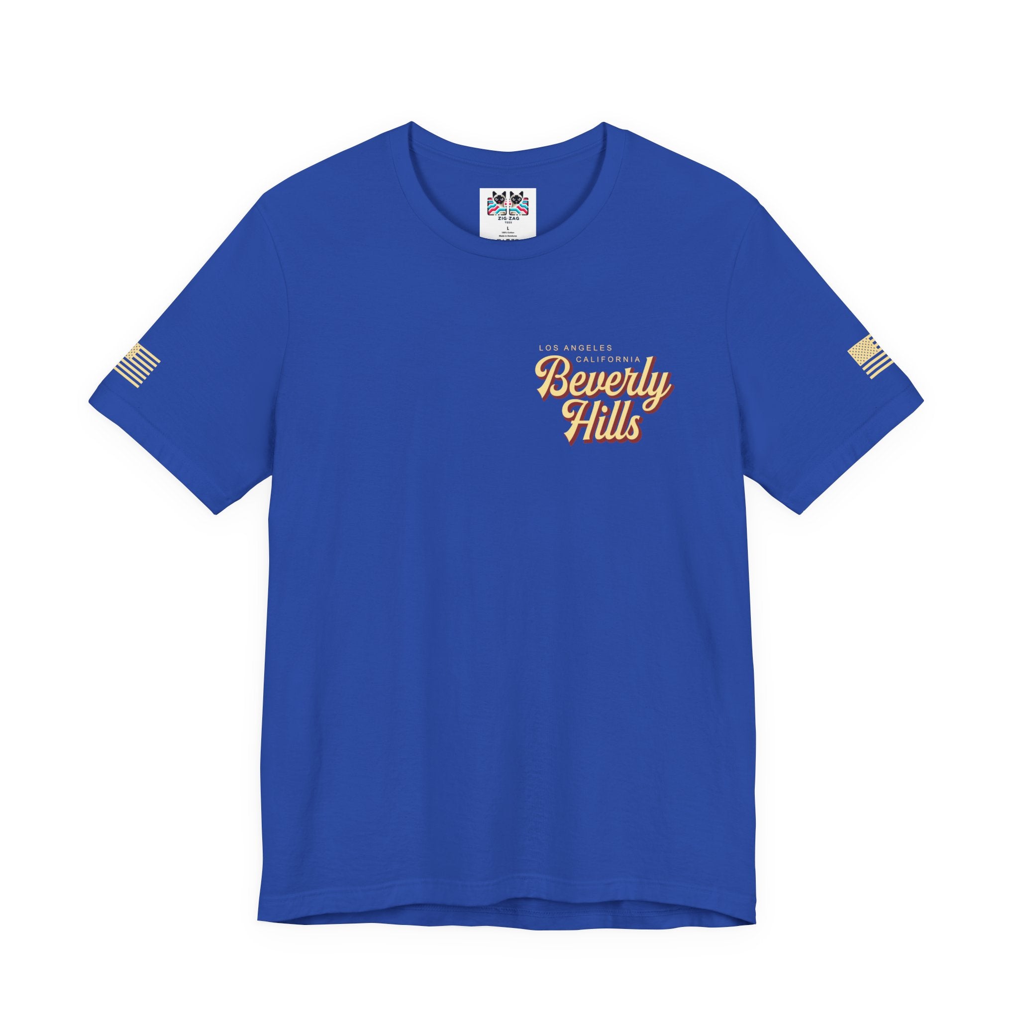 Beverly Hills Los Angeles California Front & Back T-Shirt – Vintage Classic Car Street Scene Tee