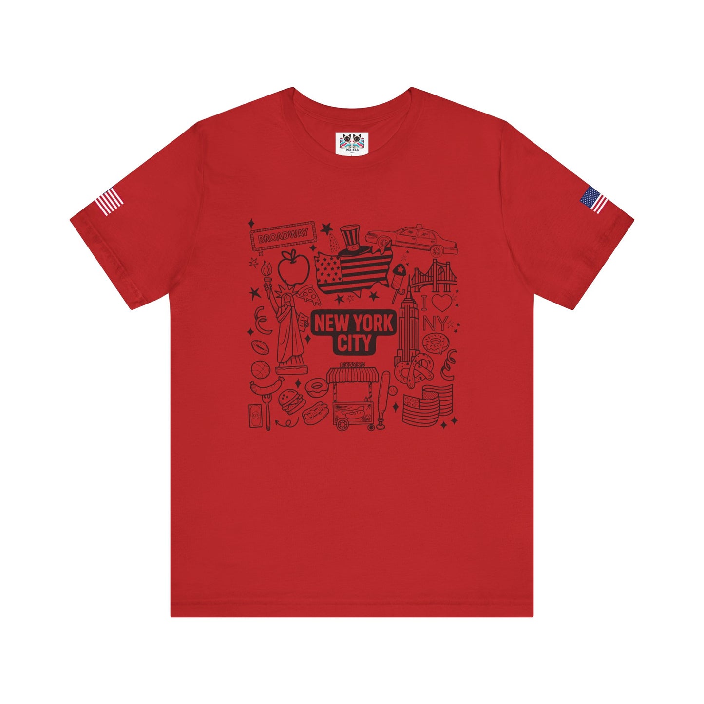 New York City Doodle T-Shirt - Cute NYC Icons Coloring Book Style Tourist Design