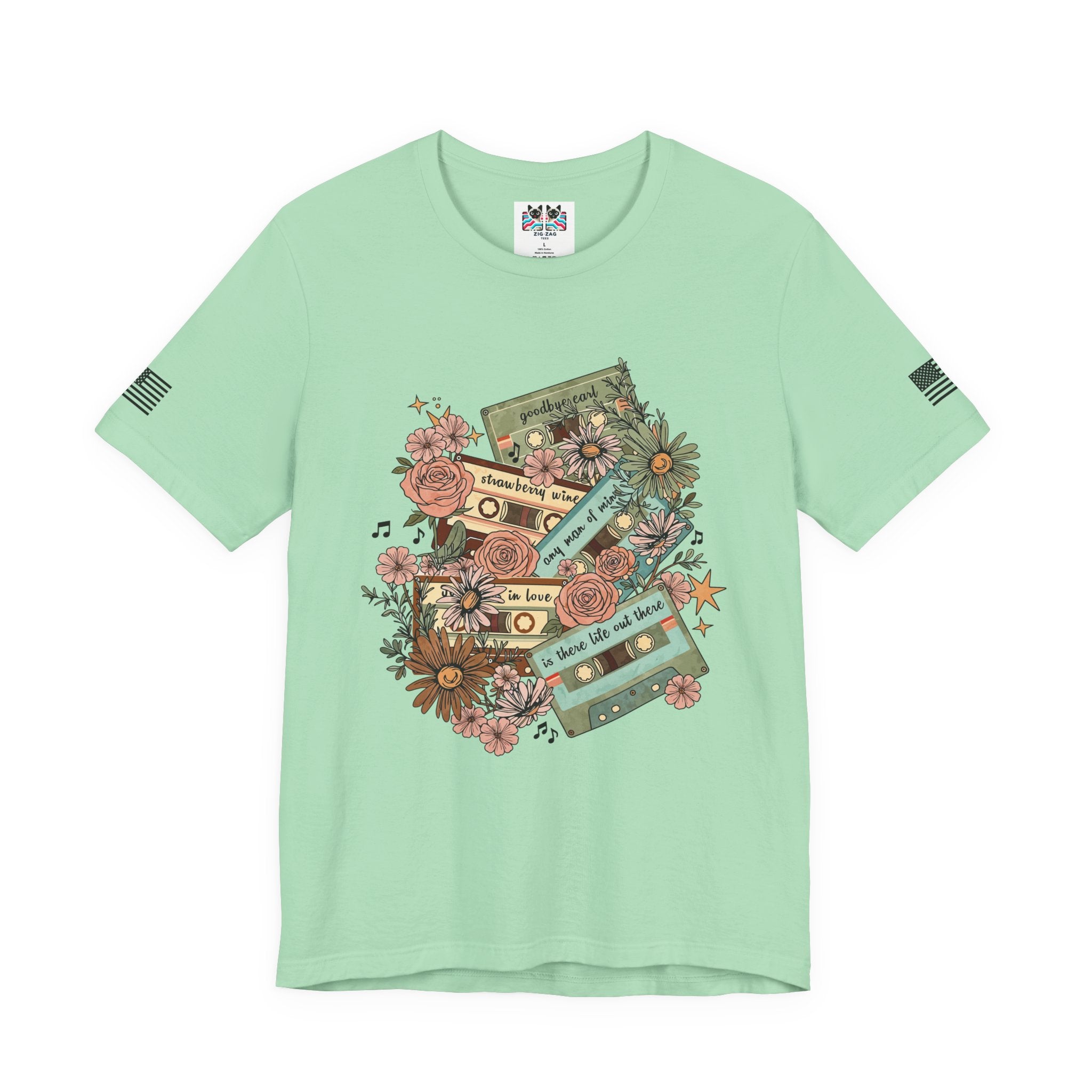 Country Music Cassette Tapes T-Shirt – Retro Floral Classic Country Songs Graphic Tee