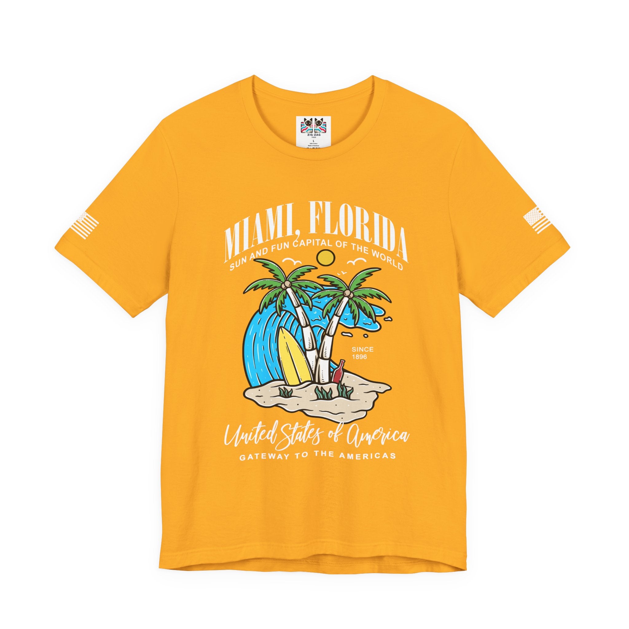 Miami Florida Sun and Fun Capital T-Shirt – Since 1896 Gateway to the Americas Beach Surfboard Tee