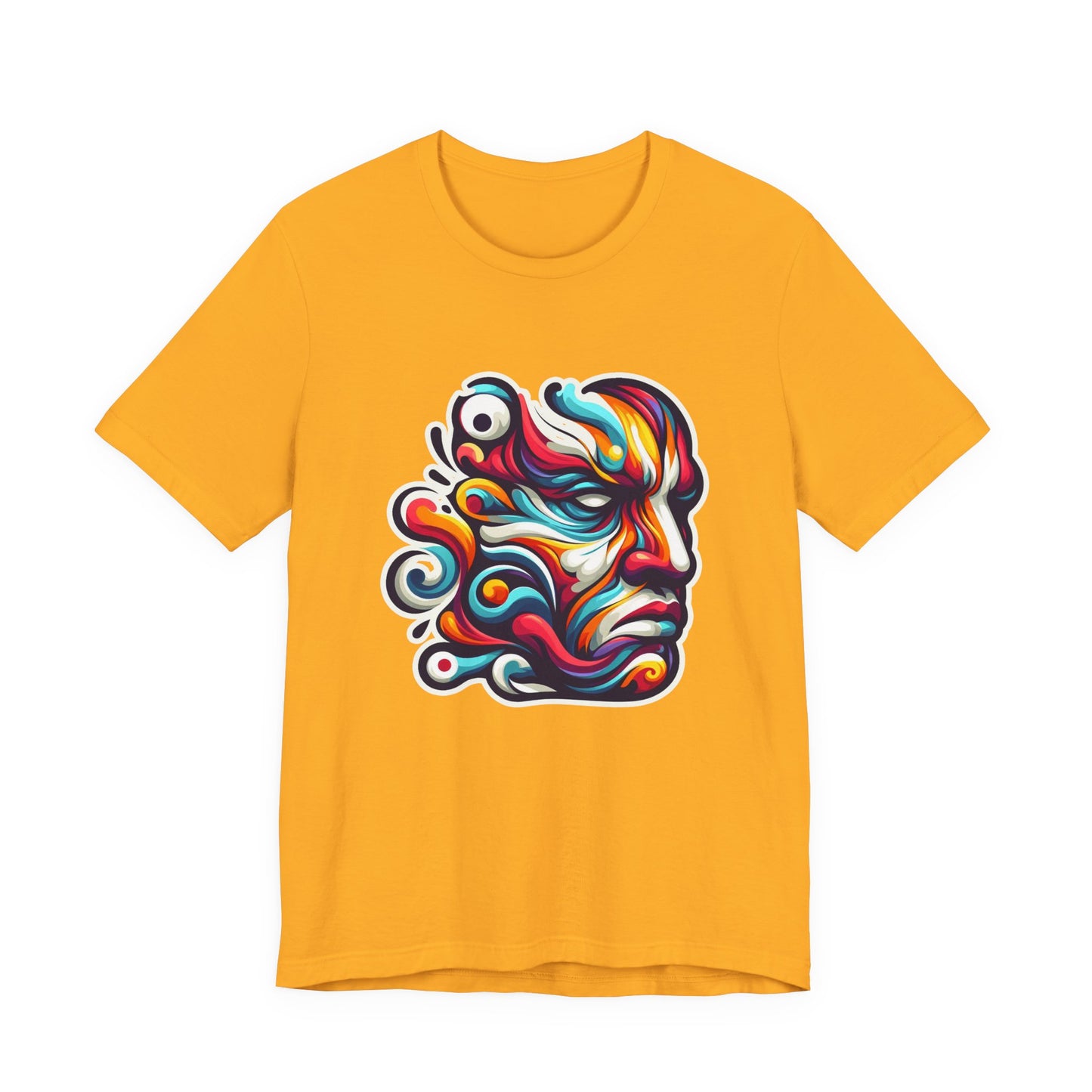 The Art of Expressionism Tshirt – Colorful Curved Strokes Forming a Vibrant Face
