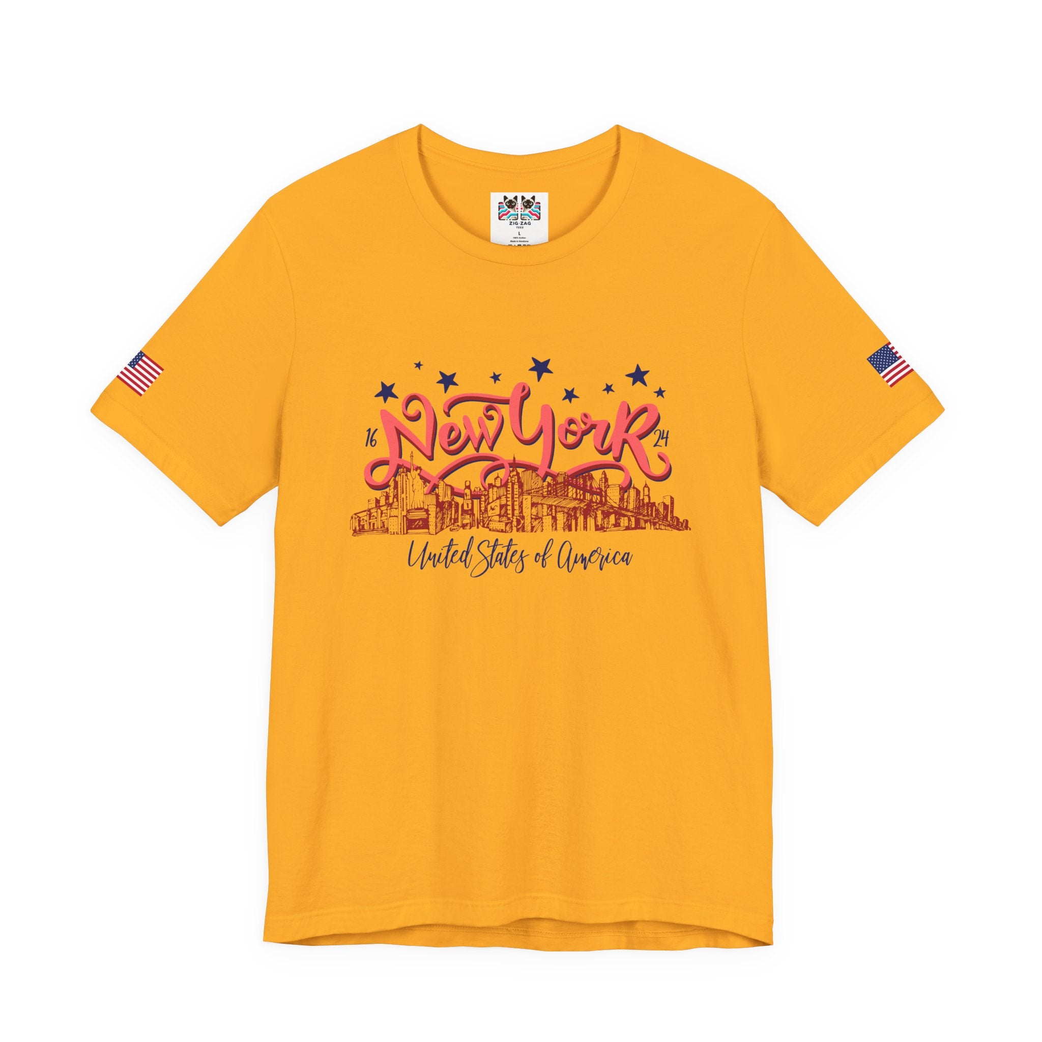 New York 1624 T-Shirt - Vintage Hand Lettered NYC Skyline United States of America