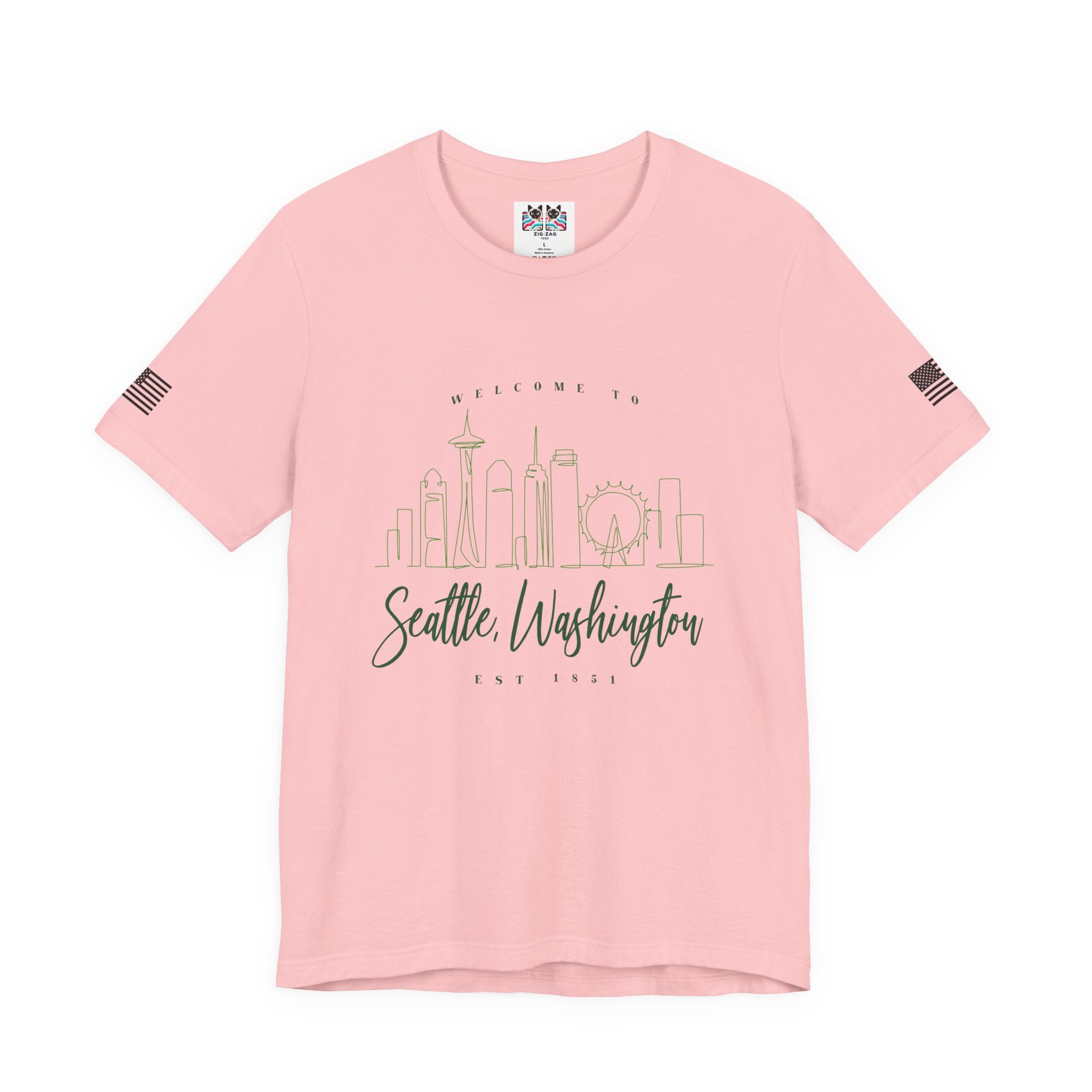 Welcome to Seattle Washington Minimalist Skyline T-Shirt | Seattle EST 1851 Line Art Tee | Pacific Northwest Gift