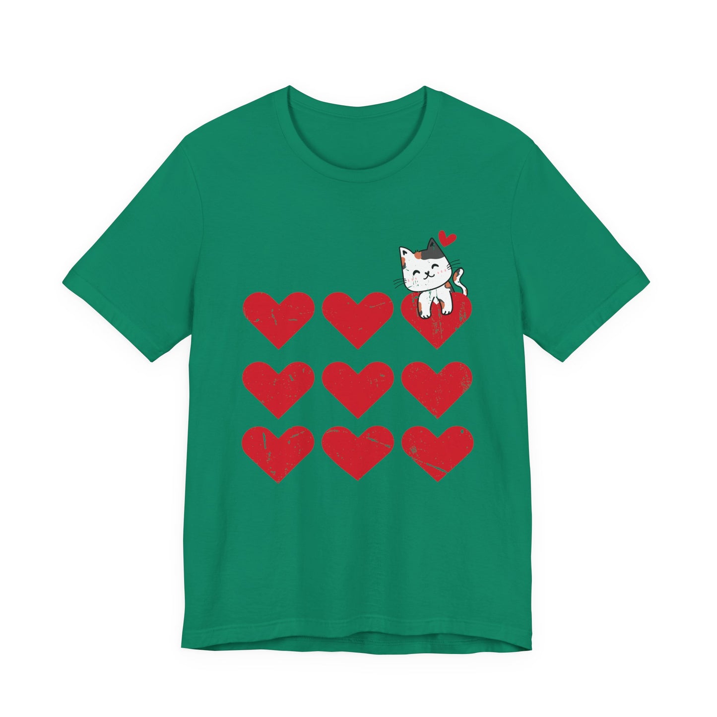 Cute Cat on Hearts T-Shirt – Adorable Kitty with Heart Thought Bubble Graphic Tee
