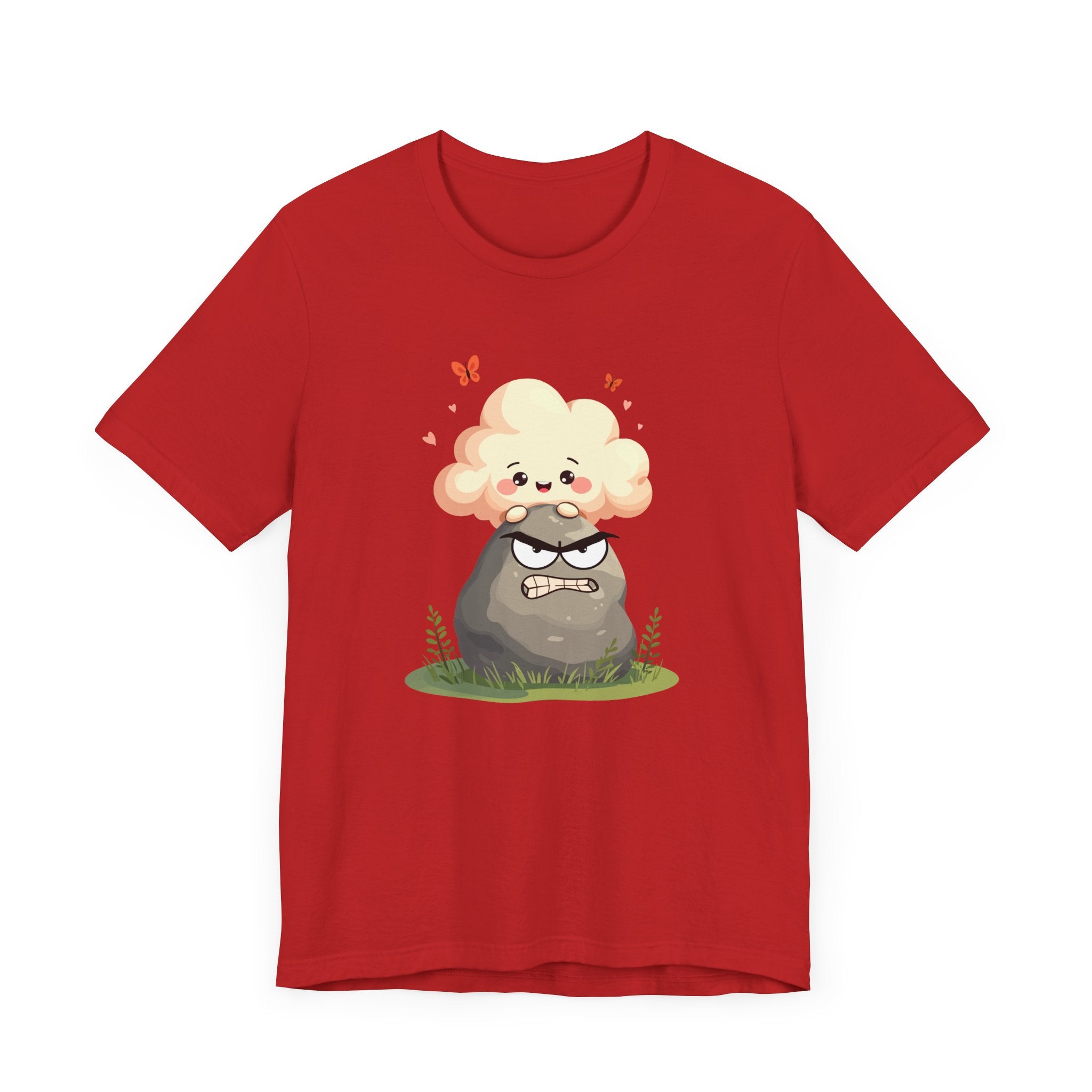 Soft but Solid - Smiling Cloud vs. Angry Rock – Playful Nature Face-Off Graphic T-Shirt